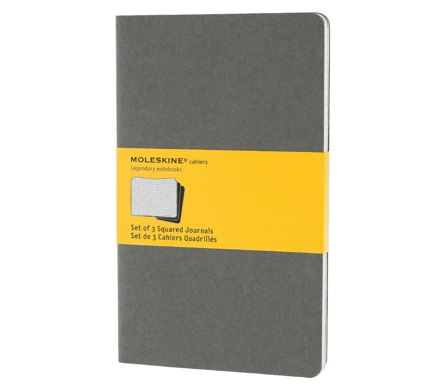 Premium Moleskine Squared Cahier Journal Set of 3 - Lined Notebooks for Writing, Sketching & Note Taking - Perfect for Students, Artists & Professionals - Durable Kraft Paper Cover
