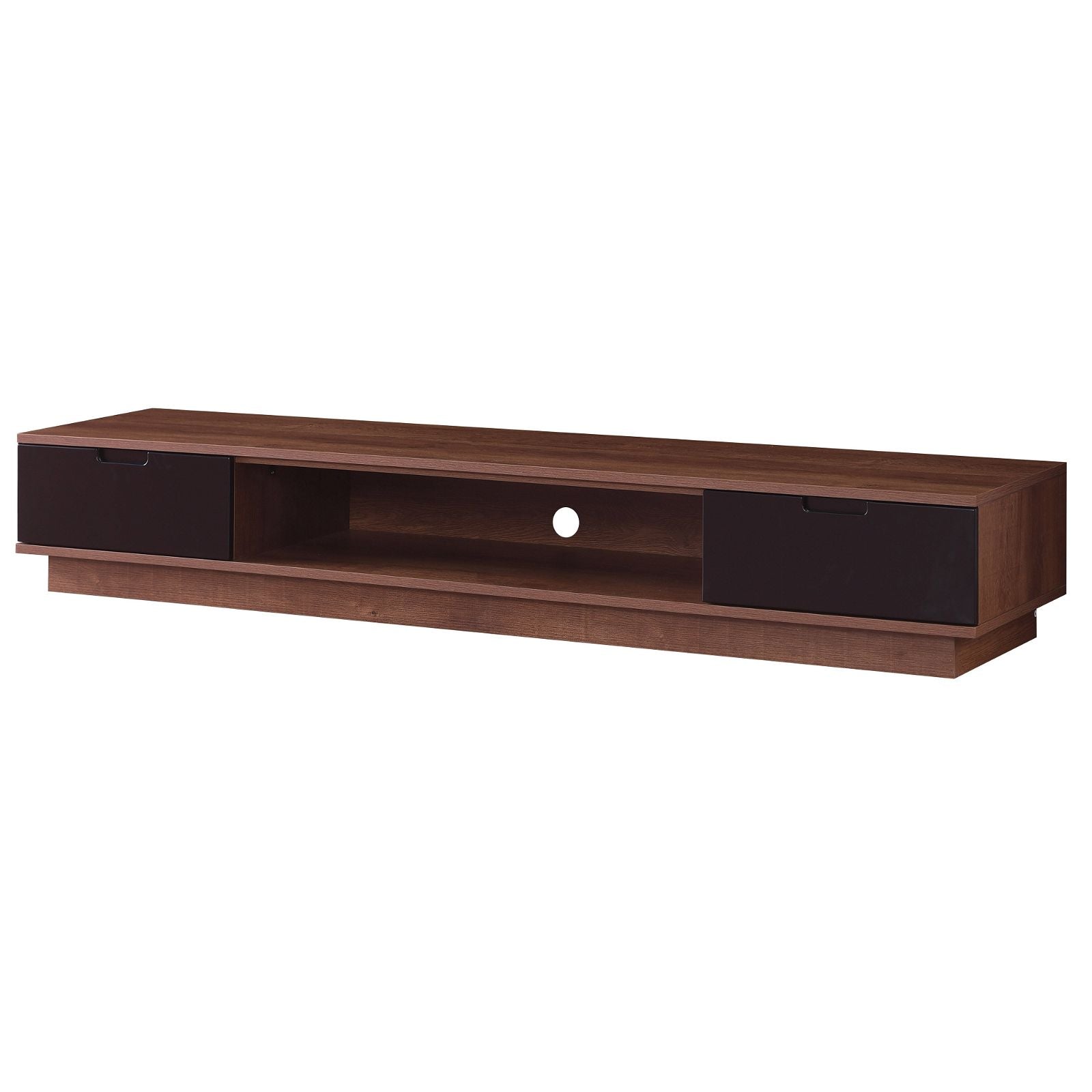 DELUX 200cm Low Line TV Stand Unit in Dark Oak by Tauris™ - Perfect for Living Room Entertainment Centers & Modern Home Theater Setups