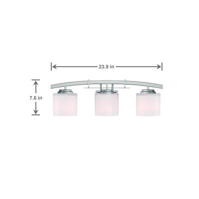 Hampton Bay 15041 3-Light Brushed Nickel Vanity Light - Modern Bathroom Lighting Fixture for Mirror, Dresser & Makeup Area
