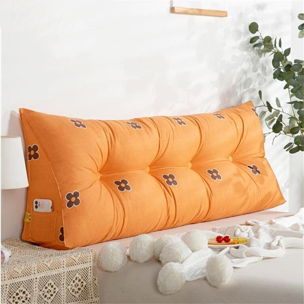 **EROOLU Queen Size Wedge Pillow for Bed & Sofa - Orthopedic Triangle Cushion with PP Cotton Fill for Pain Relief, Back & Neck Support (60cm, Orange) - Perfect for Reading, Watching TV & Post-Surgery Recovery**