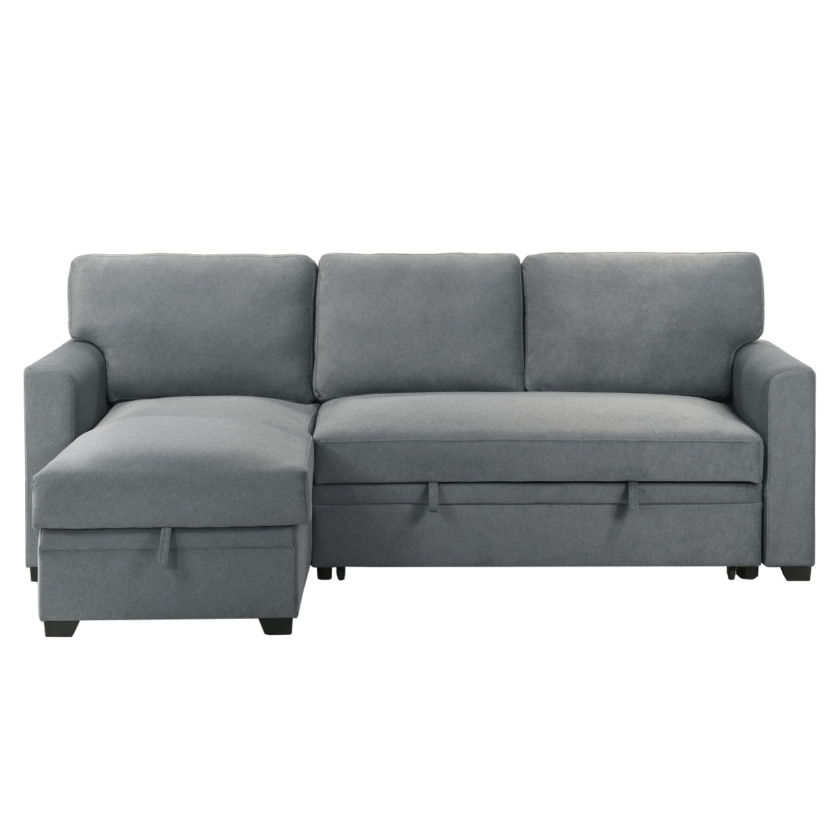 2-Piece Grey Sectional Sofa with Pull-Out Sleeper & Reversible Storage Chaise - Modern L-Shaped Couch for Small Spaces, Living Room, Apartment, and Home Theater Comfort