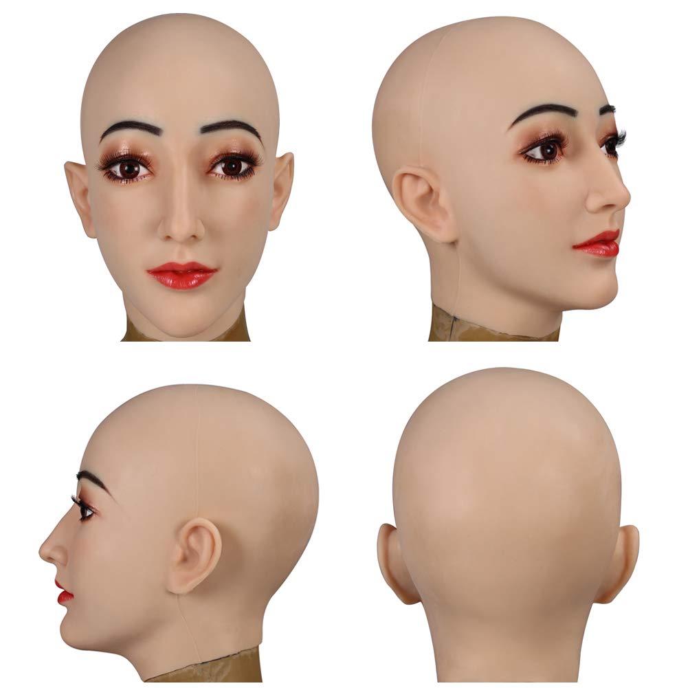 YIQI Realistic Silicone Male to Female Head Mask - Handmade Transgender & Crossdresser Costume Accessory for Cosplay, Halloween, and Theater Performances