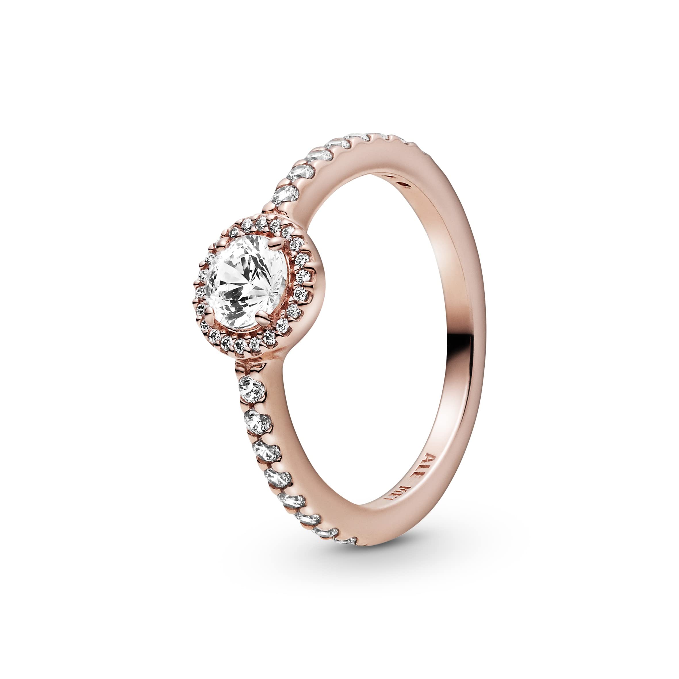 Pandora Rose Gold Round Cubic Zirconia Ring for Women - Size 9 | Elegant Gift for Anniversary, Valentine's Day & Special Occasions