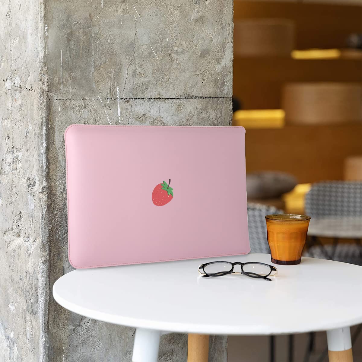 Strawberry Laptop Sleeve 13 Inch - Pink Faux Leather Protective Case for MacBook Air 13 & MacBook Pro 13 | Cute Computer Cover for Women & Girls | Perfect for School, Office & Travel Accessories