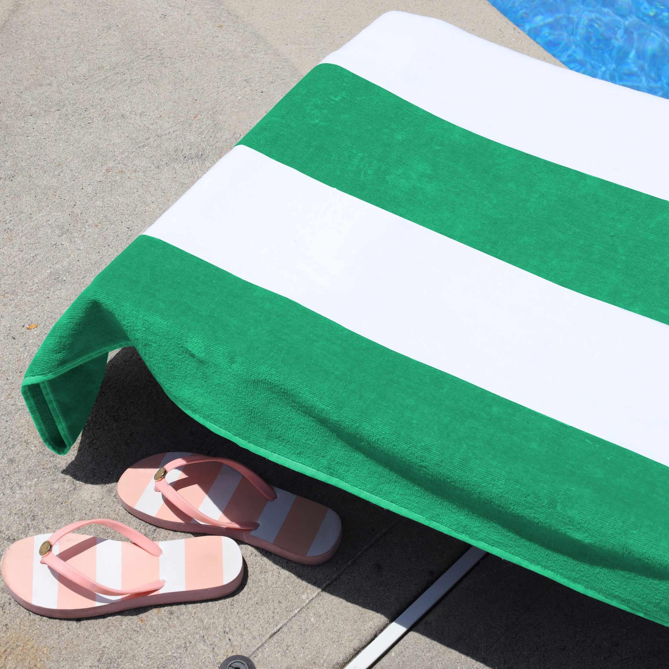 Premium Cabana Striped Cotton Chaise Lounge Chair Cover Set – Standard Size, UV & Water Resistant – Perfect for Poolside, Patio, and Outdoor Furniture Protection