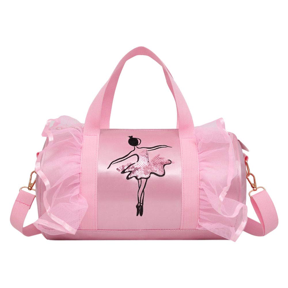 Janjunsi Girls Ballet Dance Duffle Bag - Waterproof Ballerina Shoulder Bag for Dance Class, Gym & Travel - Carry Holdall for Dance Shoes, Leotards & Accessories