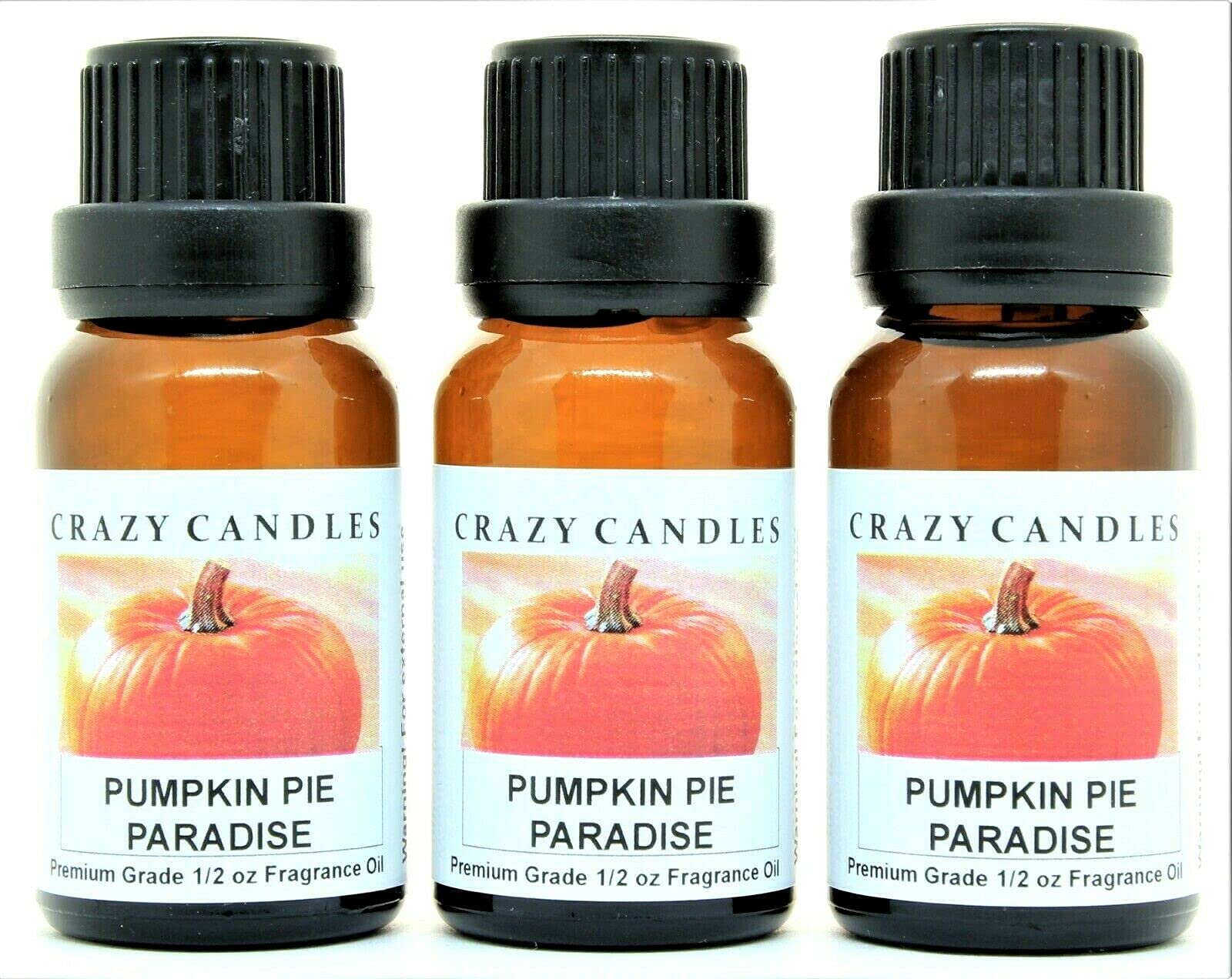 Pumpkin Pie Scented Oil - 3 Pack (1/2 Fl Oz Each, 15ml) - Premium Grade Fragrance Oils for Candles, Soaps & Diffusers - Fall Home Decor & Holiday Gifting