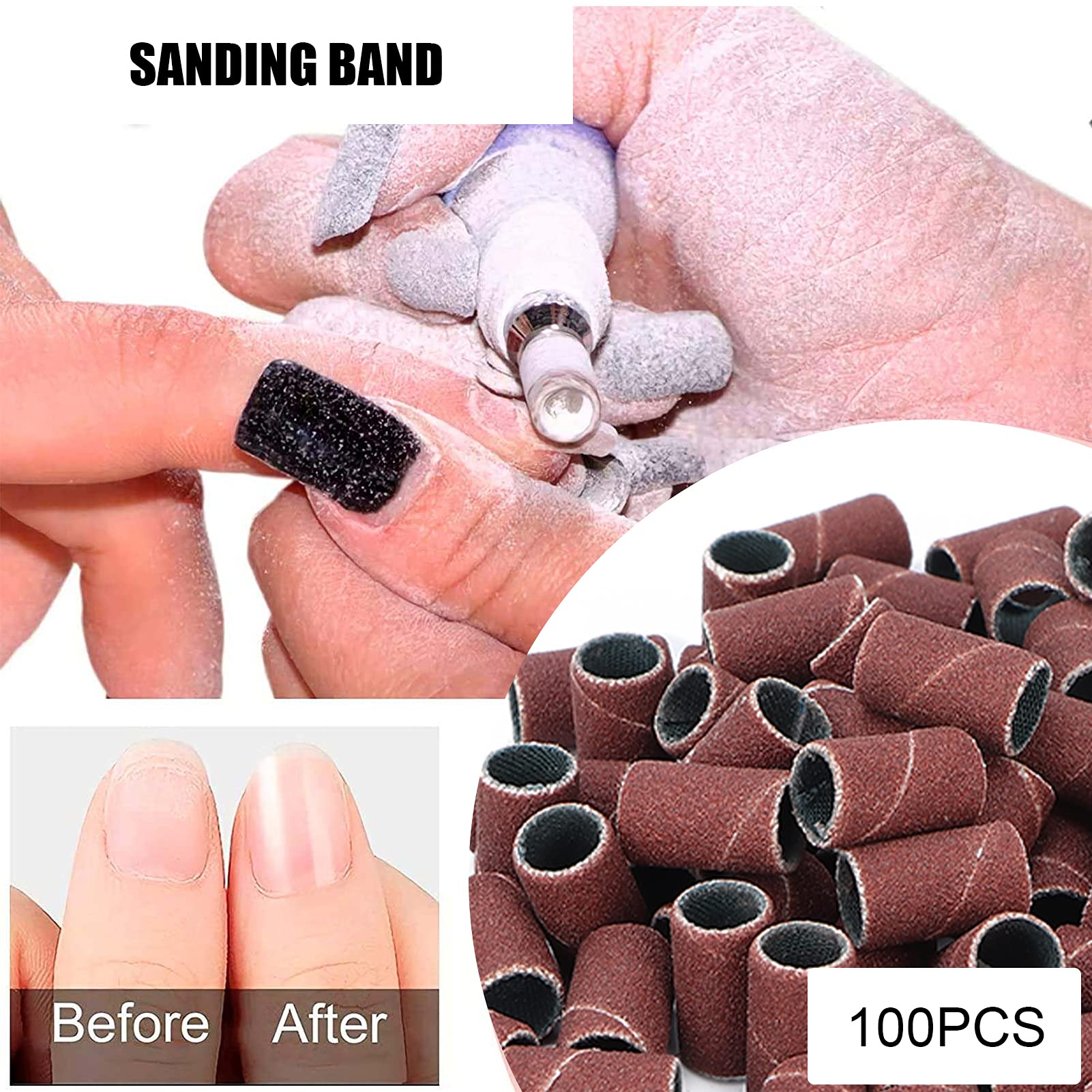 LANTRO JS Nail Sanding Bands for Smoothing, Shaping & Polishing - Professional Manicure & Pedicure Sandpaper Files - Perfect for Home Nail Care & Salon Use
