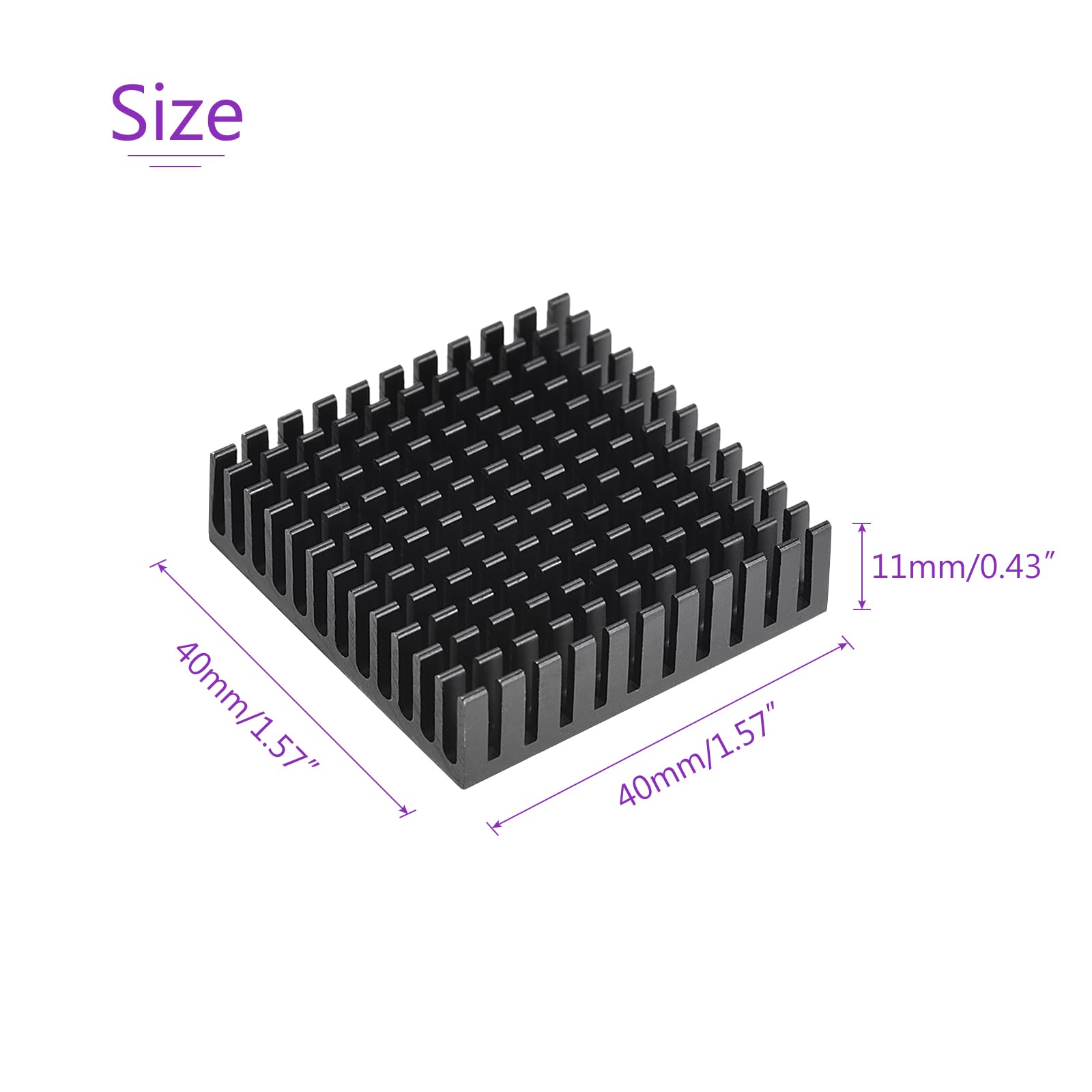DMiotech 4 Pack 11x40x40mm Aluminum Alloy Heatsink with Thermal Paste - High Performance Cooling for 3D Printer Motherboard, Raspberry Pi, LED Circuits & DIY Electronics Projects
