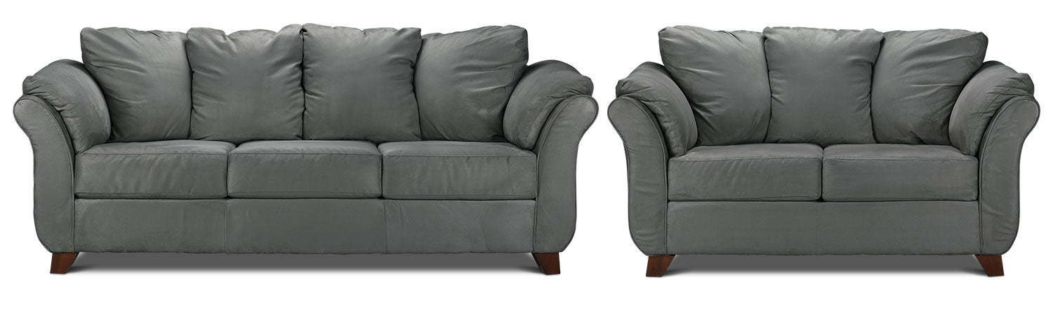 Dark Grey Collier Sofa and Loveseat Set - Modern Living Room Furniture for Small Spaces | Perfect for Apartments, Condos & Cozy Homes