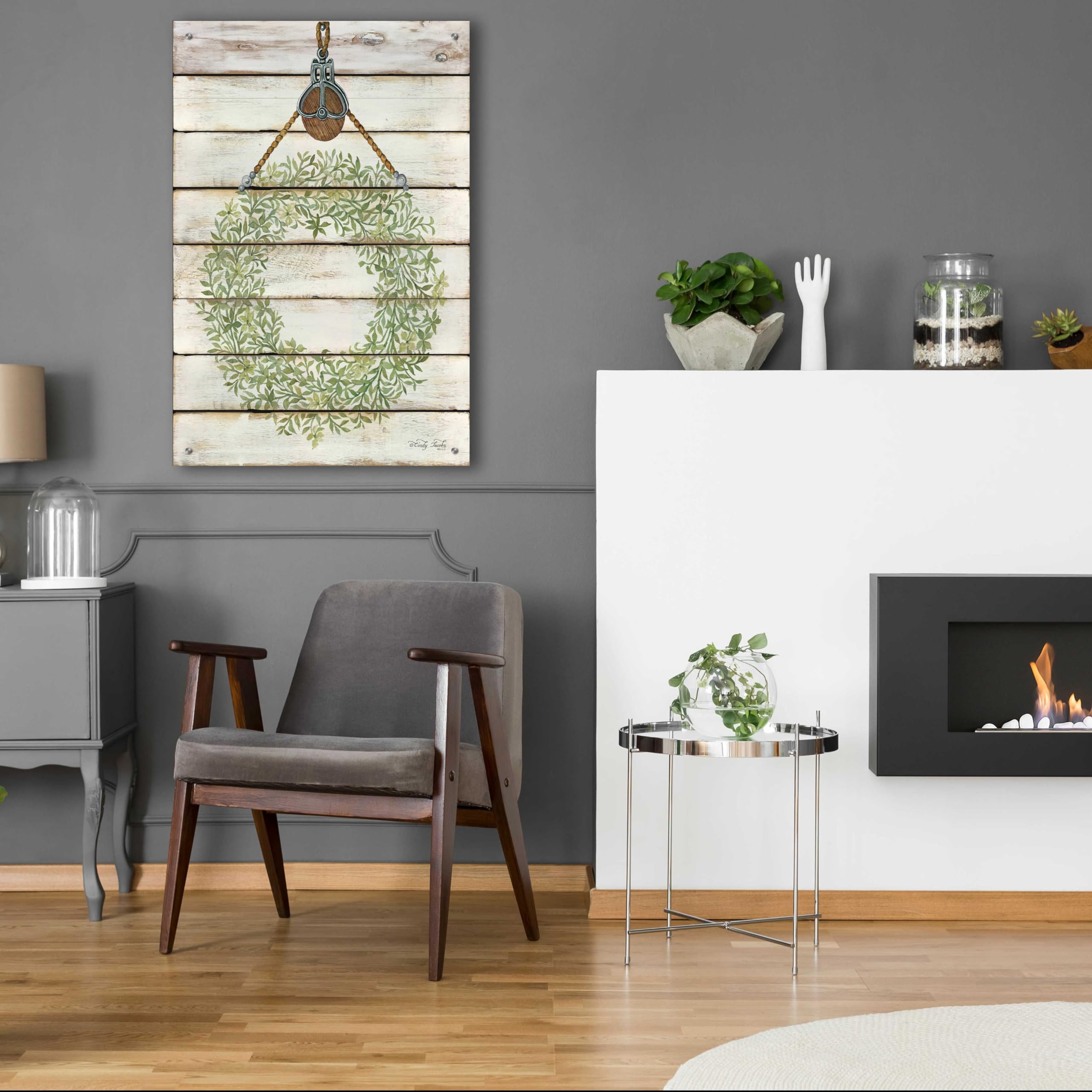 Epic Art 'Pully Hanging Wreath' by Cindy Jacobs - 24x36 Inch Acrylic Glass Wall Decor - Modern Home Artwork for Living Room, Bedroom & Office Decor
