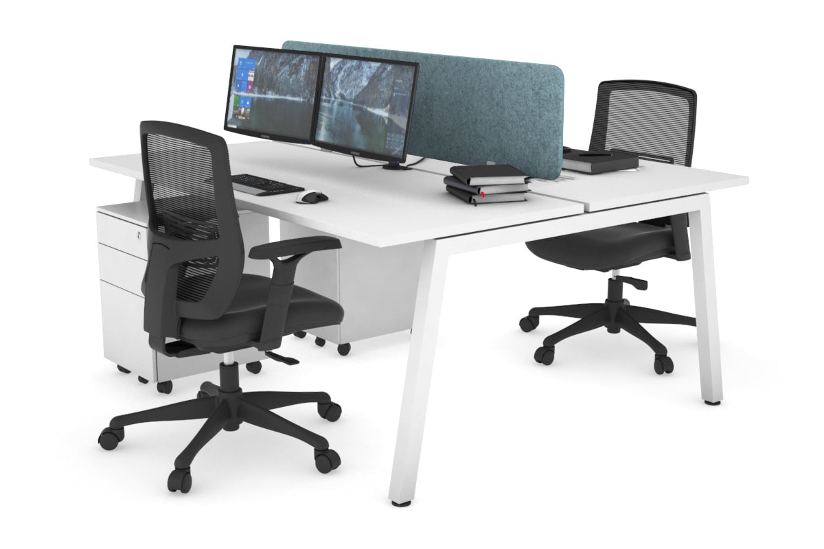 Quadro 2 Person Office Workstation Desk [1400L x 700W] - Perfect for Shared Workspaces & Collaborative Office Environments