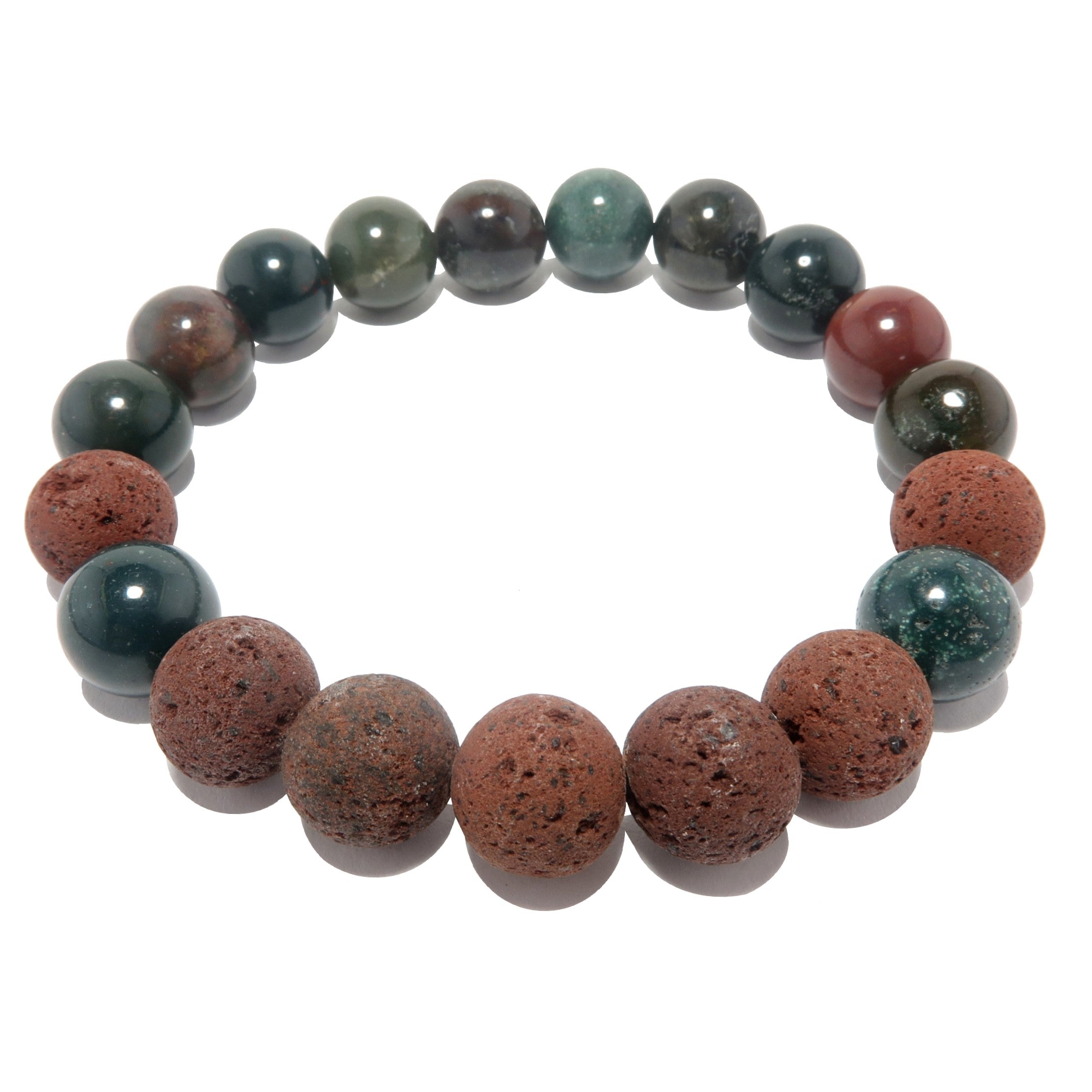 Bloodstone Bracelet for Men & Women - Natural Red Lava Stone Beads with Rugged Earth Tones - Perfect for Meditation, Healing & Spiritual Protection Jewelry