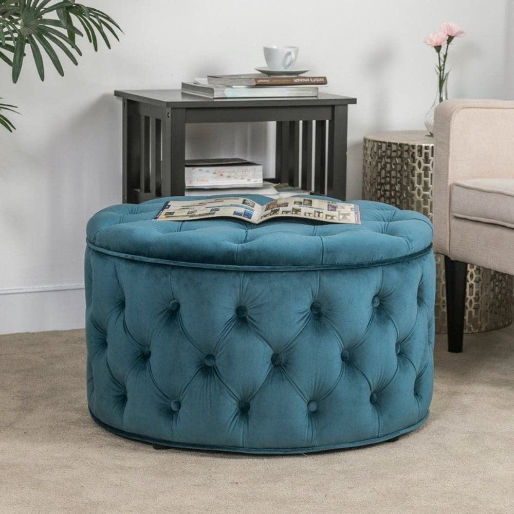 Luxury Velvet Round Ottoman Bench - 28
