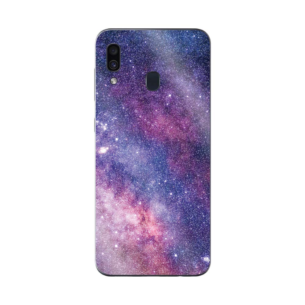 MightySkins Glossy Glitter Skin for Samsung Galaxy A20 & A30 - Violet Stars | Protective Durable High-Gloss Case Cover | Easy to Apply & Remove | Made in USA | Perfect for Daily Use, Travel & Style Protection