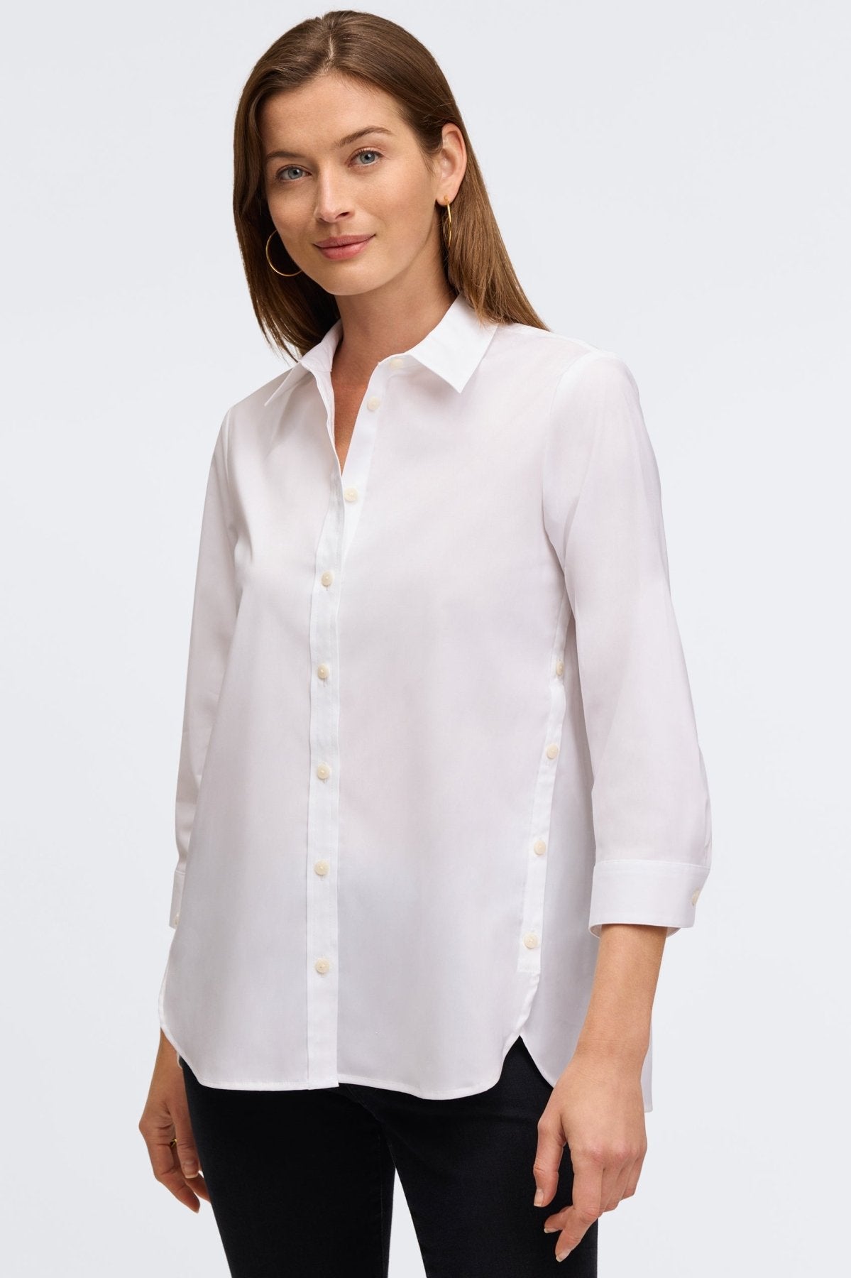 Juliet No Iron Stretch 3/4 Sleeve Blouse for Women - Wrinkle-Free Comfort Shirt for Office, Travel & Casual Wear
