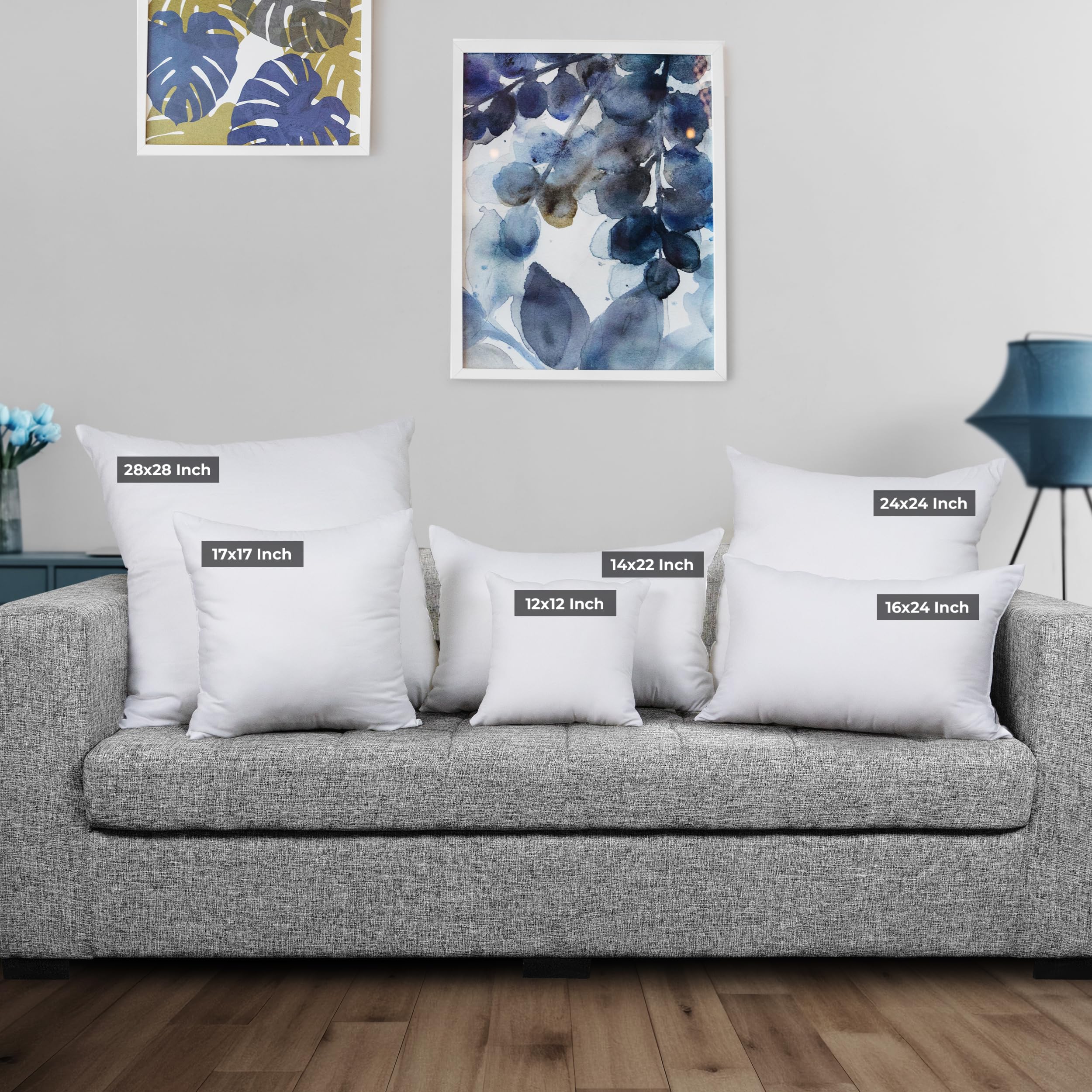 Utopia Bedding 24x24 Inch Throw Pillow Inserts (Pack of 12, White) - Premium Decorative Couch & Bed Pillows for Living Room, Bedroom - Soft & Stylish Home Decor Accent for Sofa, Sectional, Chair