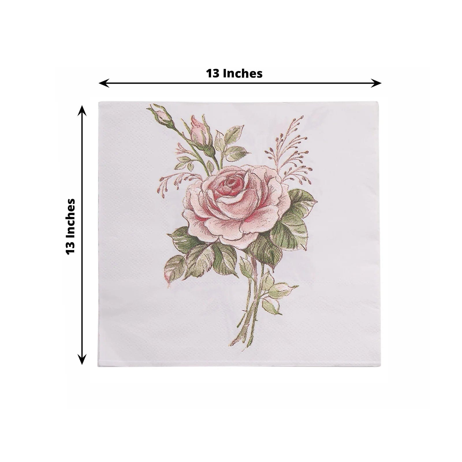 20-Pack Ivory & Pink Rose Cocktail Napkins 13x13 Inch Disposable Paper Napkins for Wedding, Bridal Shower, Birthday Party & Elegant Events