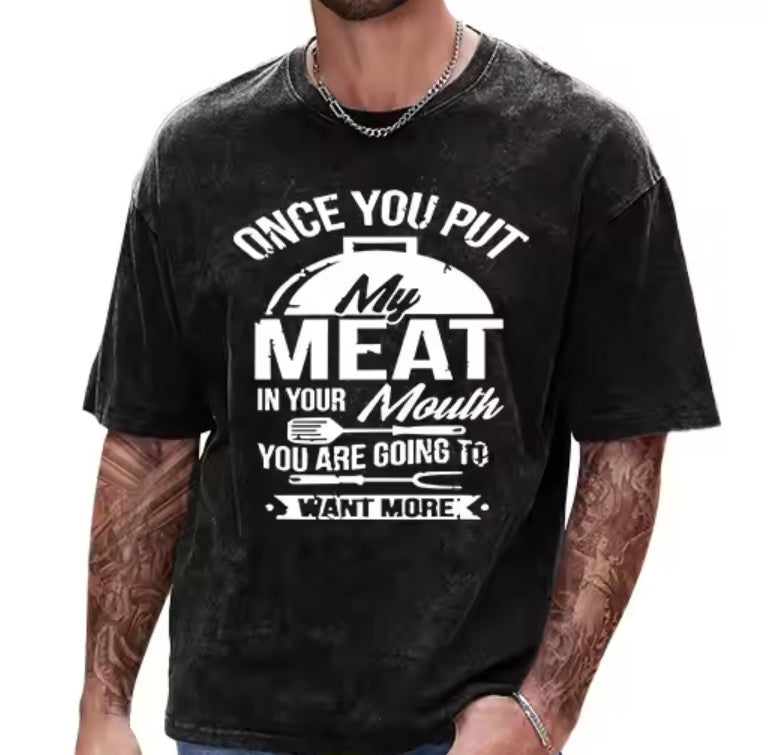 Premium Meat Print T-Shirt - Funny BBQ Grill Lover Gift for Men & Women - Perfect for BBQ Parties, Cooking Enthusiasts & Meat Lovers