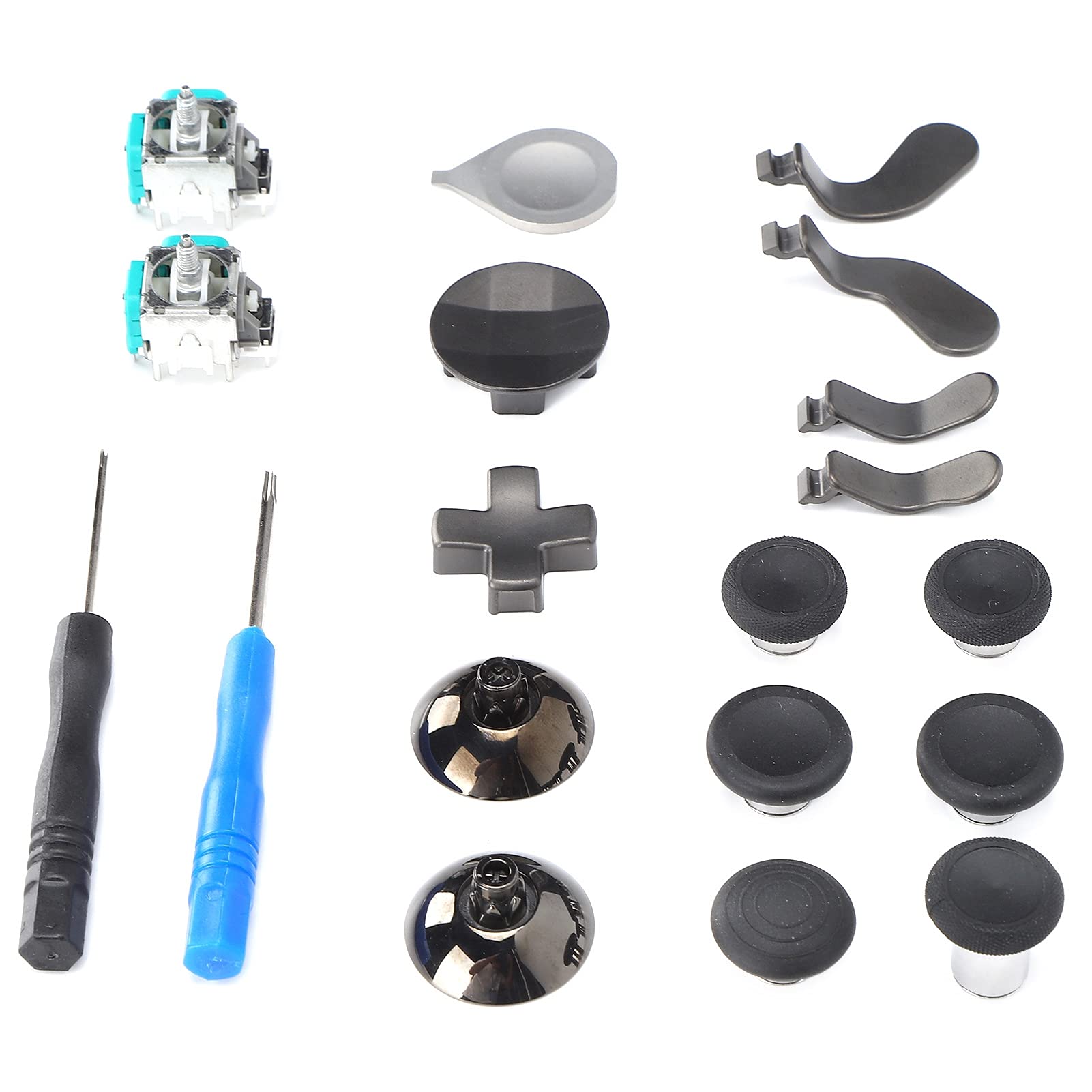 Xbox One Elite 2 Controller Replacement Buttons Kit - 19-in-1 Metal Game Controller Button Set with Tools | Perfect for DIY Repairs, Custom Mods & Enhanced Gaming Experience