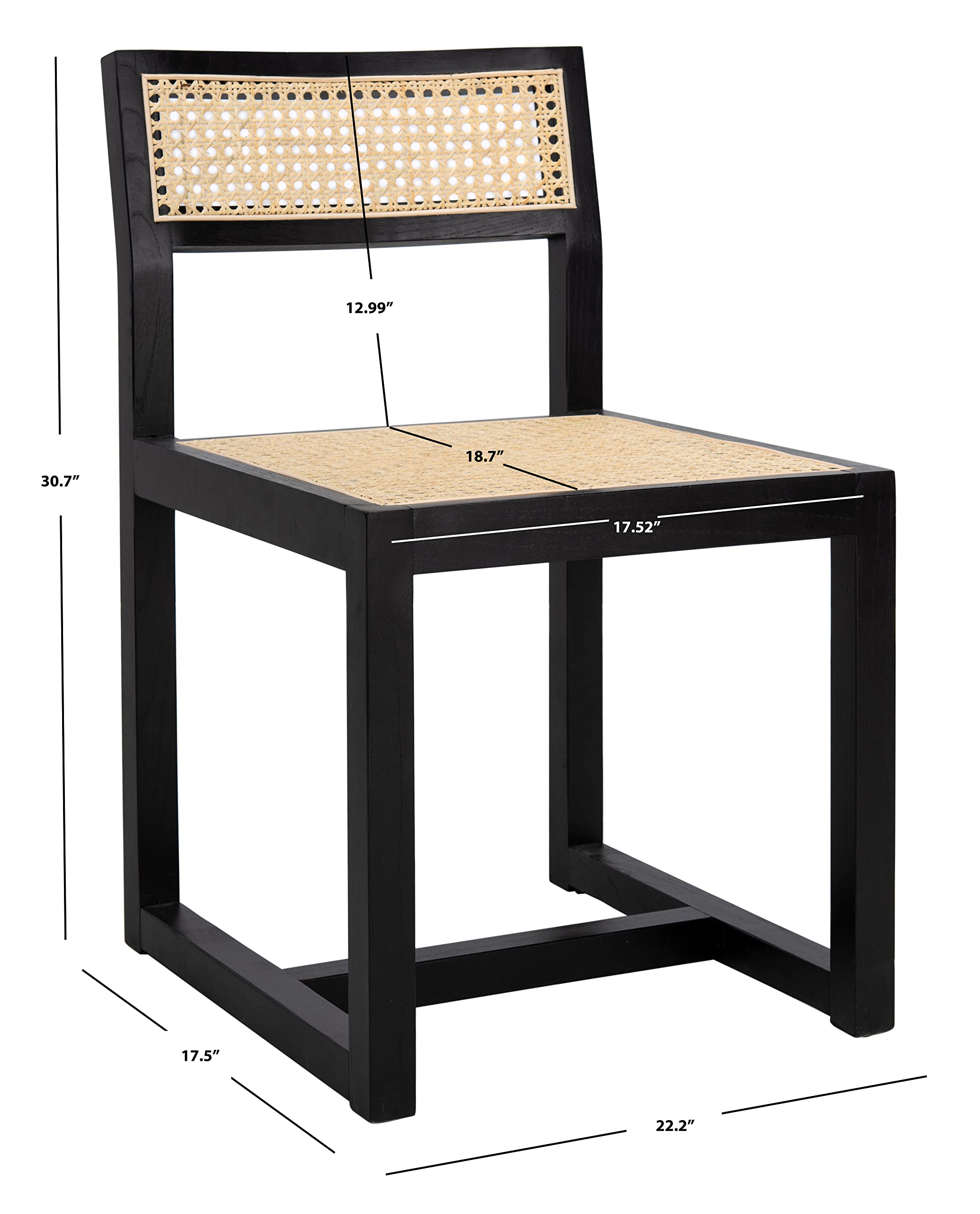 Safavieh Home Bernice White & Natural Cane Dining Chair - Modern Farmhouse Style Rattan Seat for Kitchen, Dining Room, or Outdoor Patio
