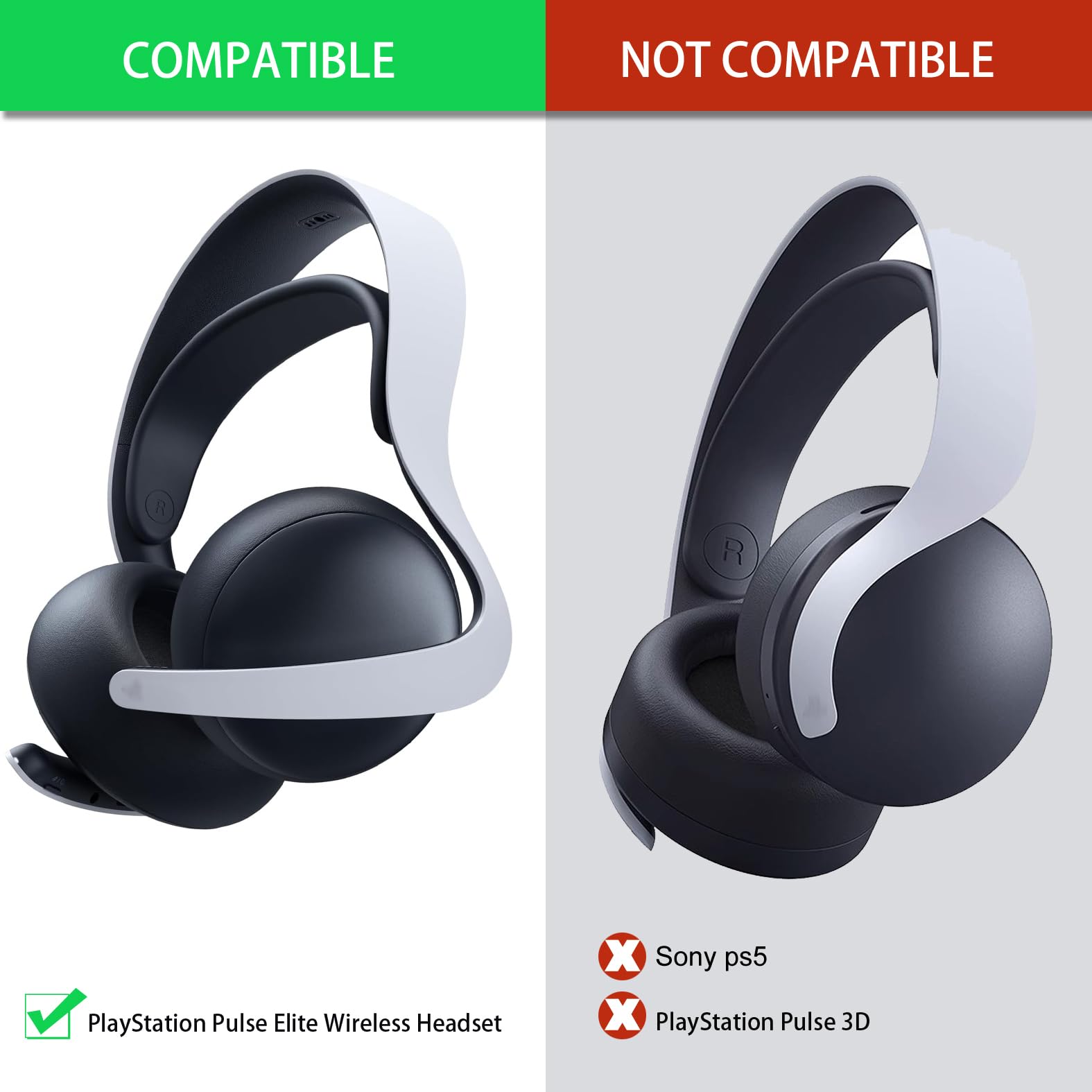 Defean Replacement Ear Pads for Sony PS5 Pulse Elite Wireless Headset - Cooling Gel Memory Foam Cushions with Noise Isolation | Gaming Comfort for Long Sessions, Home Entertainment & Travel Use
