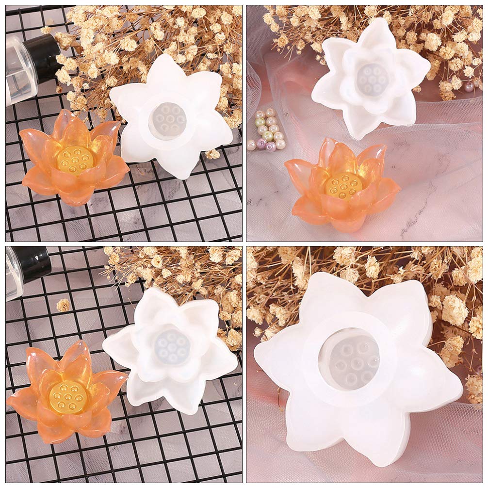 EXCEART 3-Piece Silicone Resin Tray Molds for DIY Crafts - Rose & Lotus Flower Shaped Jewelry, Soap, Candle Making Molds - Perfect for Home Decor, Wedding Favors, and Gift Making