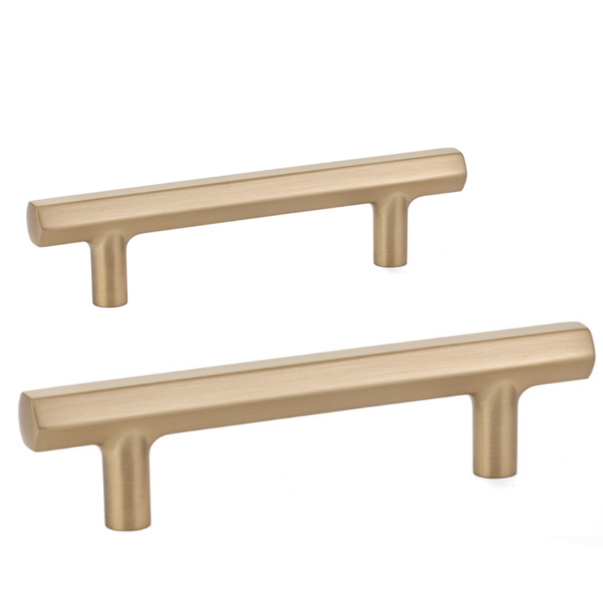 Geometric Champagne Bronze Cabinet Knobs and Drawer Pulls - Modern Kitchen & Bathroom Hardware for Cabinets, Dressers, and Furniture (Set of 10)