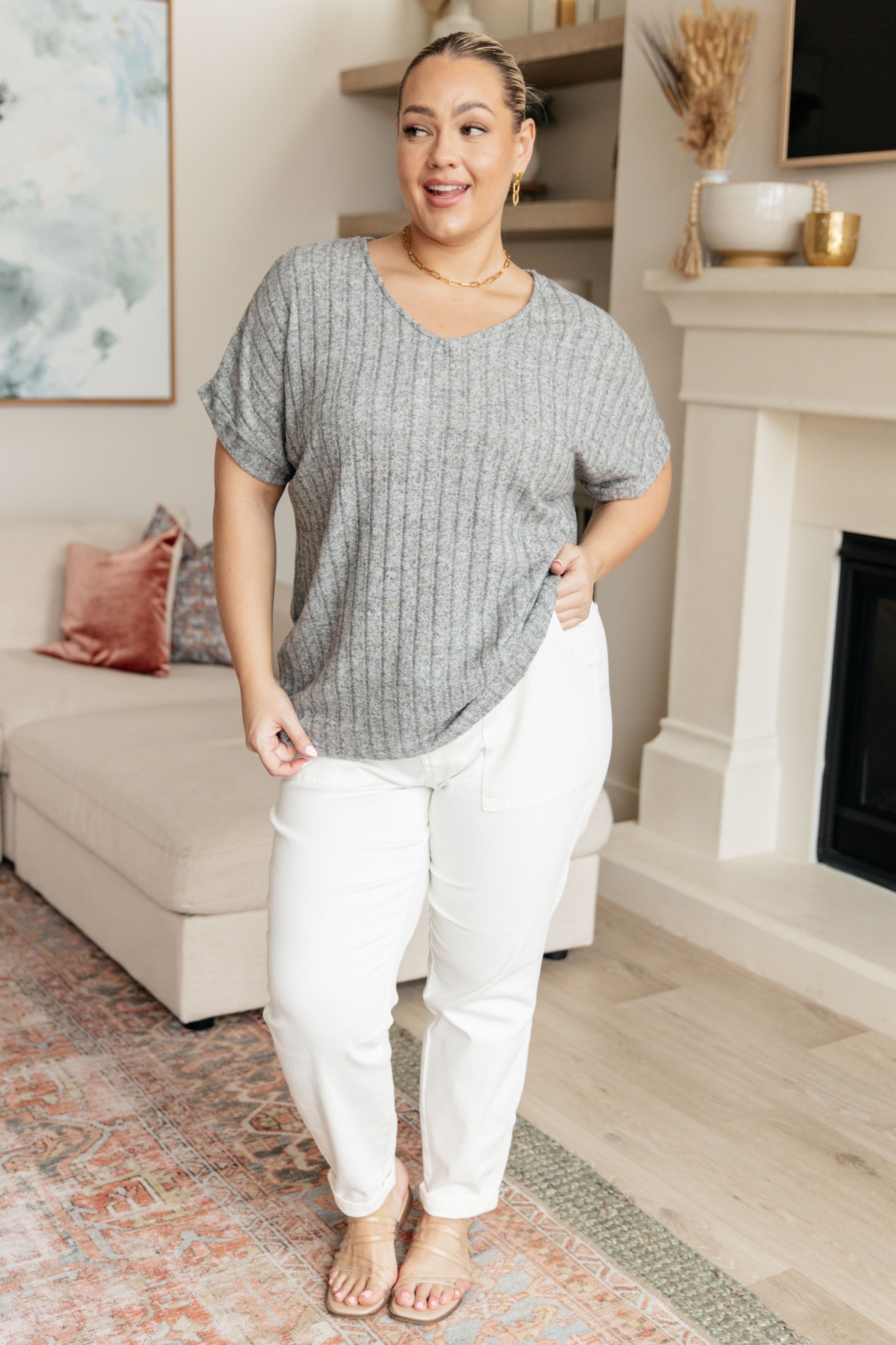 Meet Me at the Greyhound V Neck Top - Stylish Women's Casual T-Shirt for Everyday Wear | Perfect for Outings, Dates & Relaxing