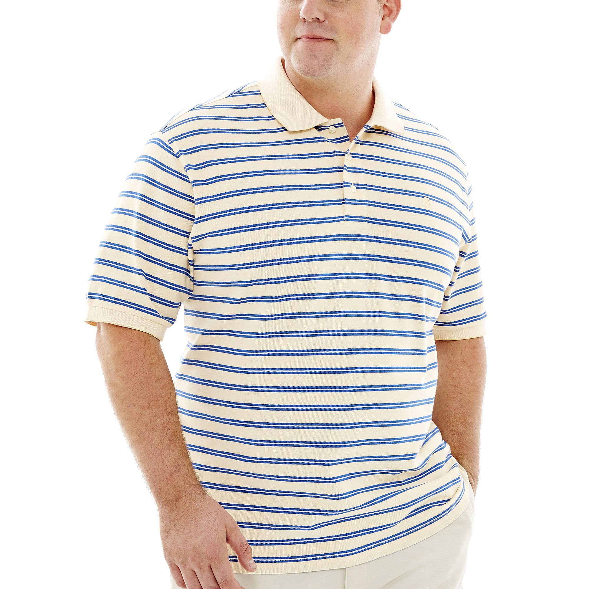 IZOD Men's Big & Tall Coastal Prep Feeder Stripe Oxford Polo Shirt - Casual Summer Wear for Work & Outdoor Activities