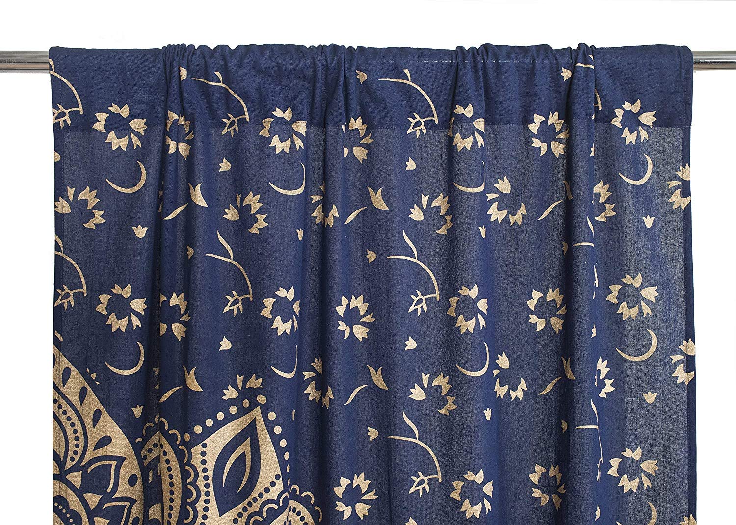 Indian Mandala Cotton Window Curtains - Boho Door Drapes, Meditation Room Tapestry & Wall Hanging Decor for Living Room, Bedroom, Kitchen - Psychedelic Window Treatments & Room Divider for Yoga Spaces & Bohemian Home Decor