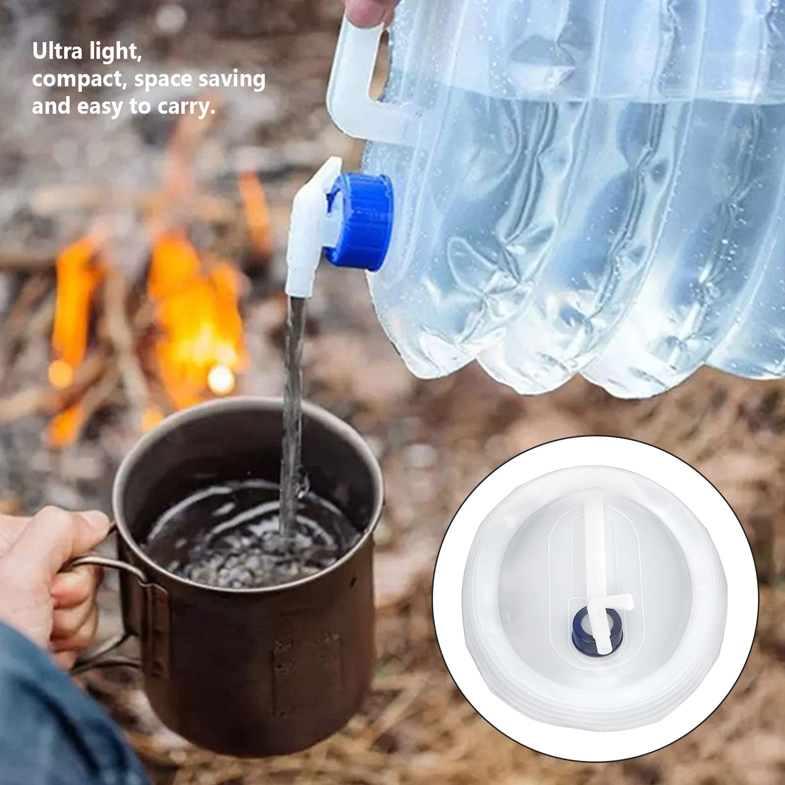 Aramox 10L Foldable Water Container with Spigot - Portable Collapsible Water Storage Jug for Outdoor Camping, Hiking, Climbing, Emergency Preparedness & Road Trips - BPA Free & Leak Proof Design