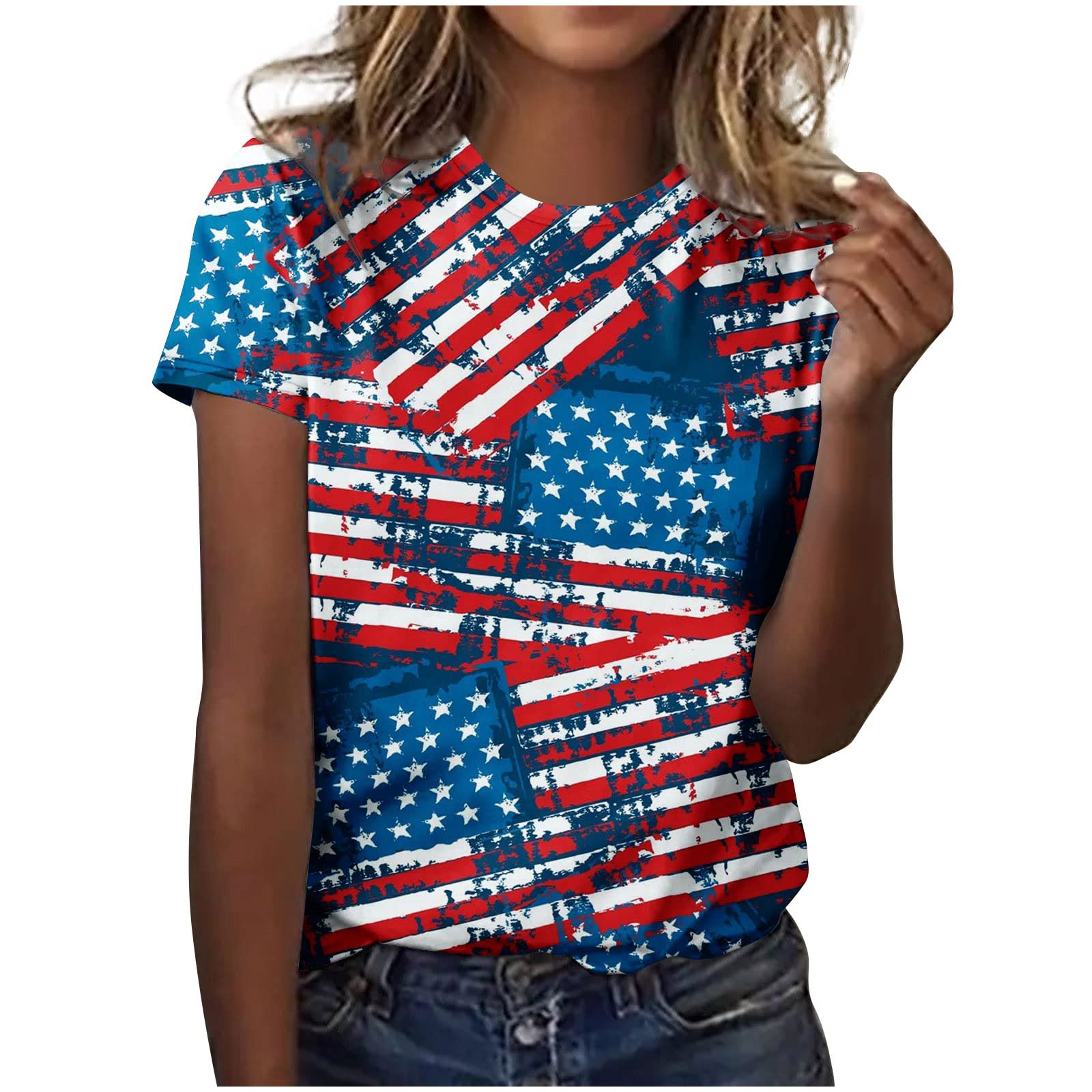 Women's Casual Short Sleeve Round Neck Printed T-Shirt - Summer Fashion Blouse & Activewear Top for Everyday Wear, Workout, and Outdoor Activities
