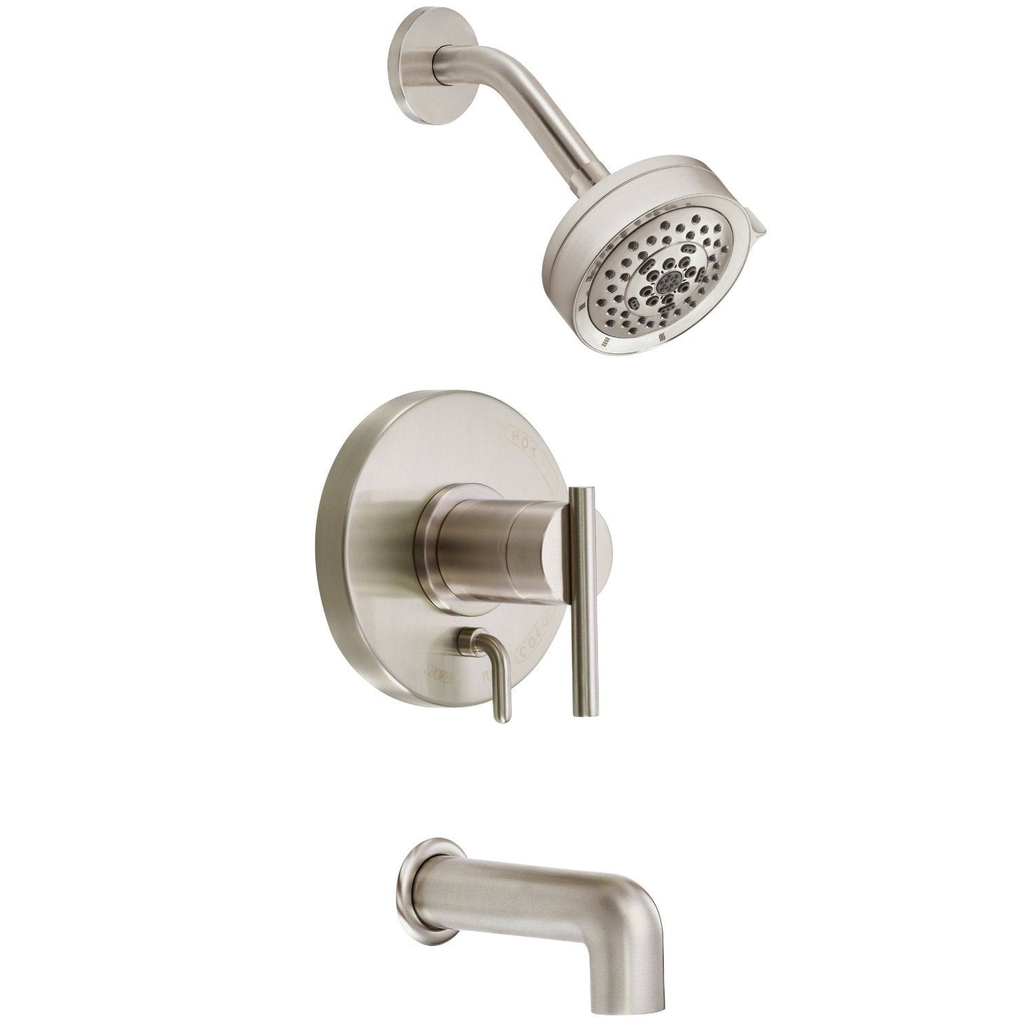 Danze Parma Modern Brushed Nickel Single Handle Tub and Shower Faucet with Rough-in Valve - Perfect for Bathroom Renovation and Spa-Like Shower Experience