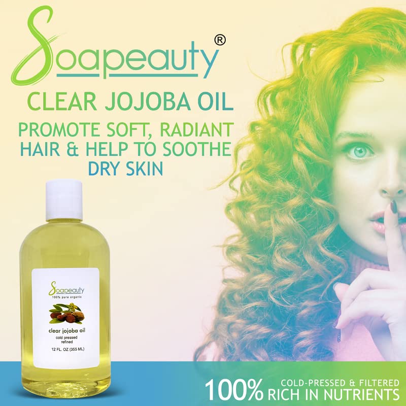 Pure & Natural Soapeauty Clear Jojoba Oil - 100% Cold Pressed, Hexane Free, Refined Moisturizing Oil for Skin, Face, Hair & Nails - 7 Pound Bulk Size for DIY Beauty, Massage Therapy & Aromatherapy