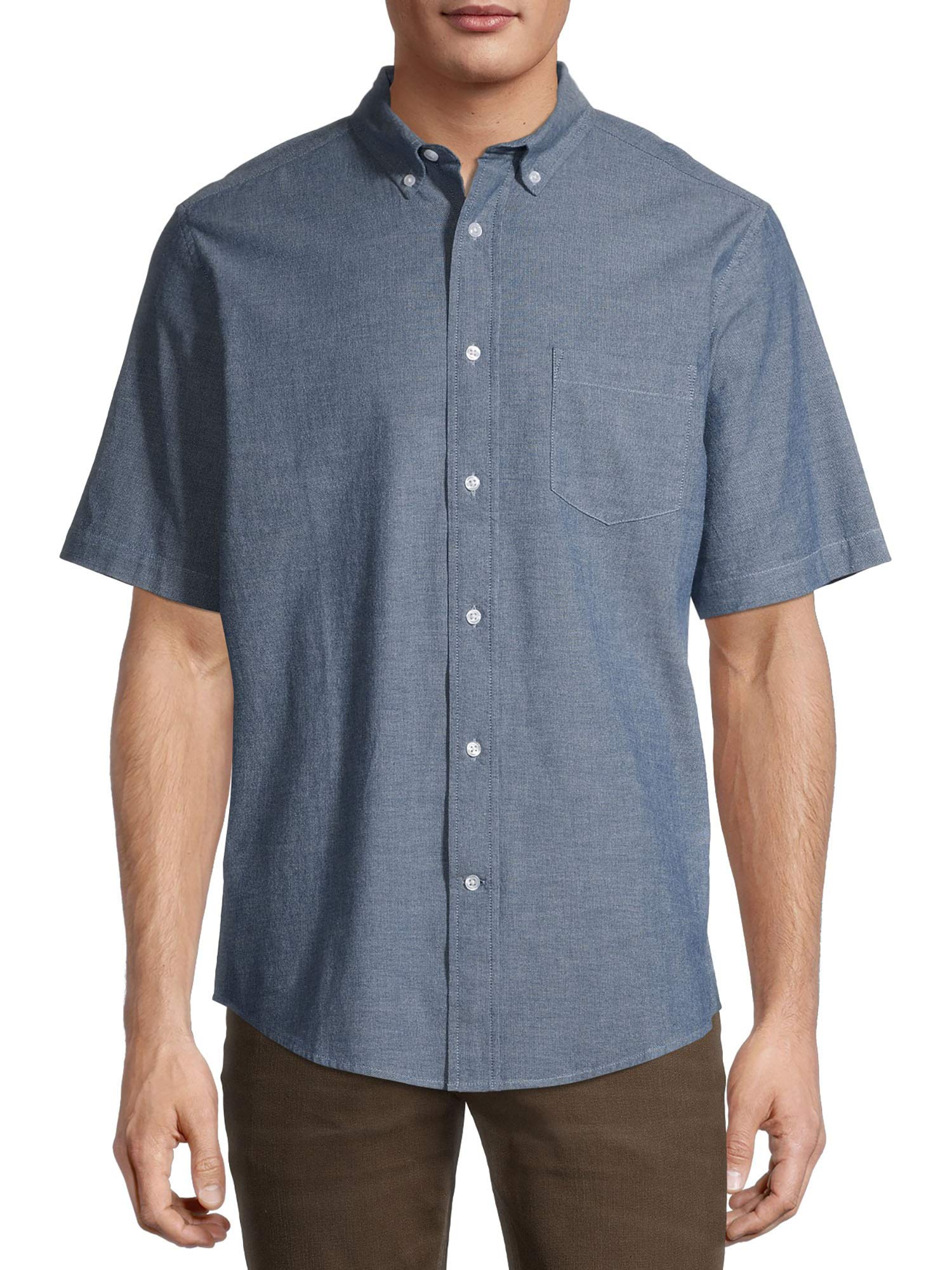 George Clothing Men's Short Sleeve Poplin Shirt - Comfortable Casual Button Down Shirt for Work, Office & Summer Outfits