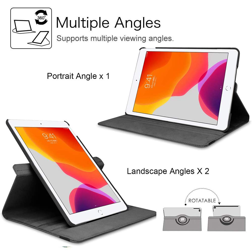 360° Rotating Stand Protective Case for iPad 9.7 inch (5th/6th Gen) & iPad Air 2 - Auto Sleep/Wake Smart Cover with Marble Blue Design | Perfect for Work, Study & Entertainment