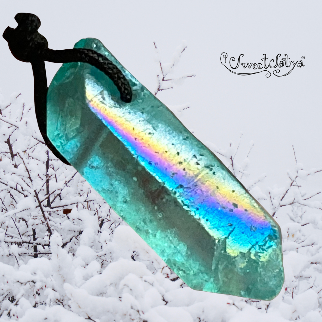 Aqua Aura Quartz Necklace for Women - Healing Crystal Pendant Jewelry - Spiritual & Energy Protection - Perfect for Meditation, Yoga & Everyday Wear