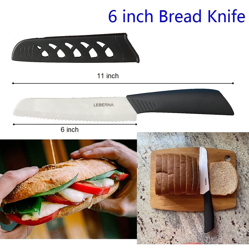 Premium Ceramic Knife Set - 6-Piece Colorful Kitchen Knives with Sheaths (6