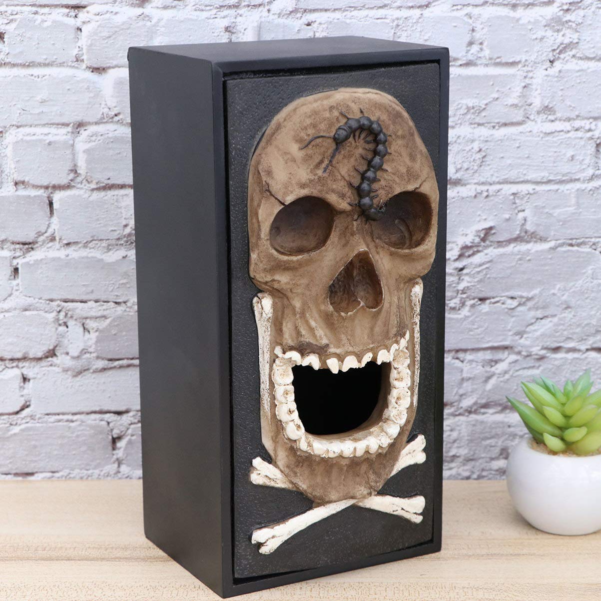 BESPORTBLE Skull Tissue Box Holder - Easter Island Inspired Paper Towel Dispenser for Bathroom & Home Decor - Perfect for Halloween, Gothic, and Themed Party Decorations