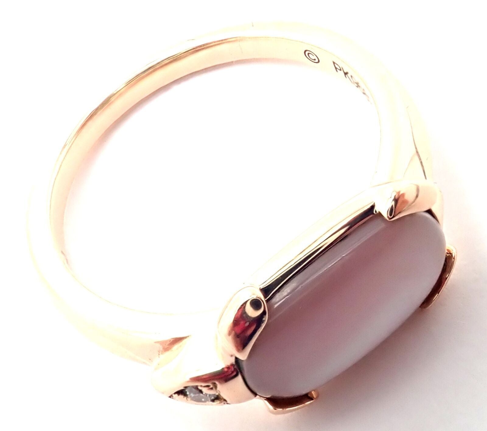 Authentic Cartier Tortue 18K Rose Gold Diamond Mother of Pearl Ring - Luxury Jewelry for Women, Elegant Gift for Anniversary & Special Occasions