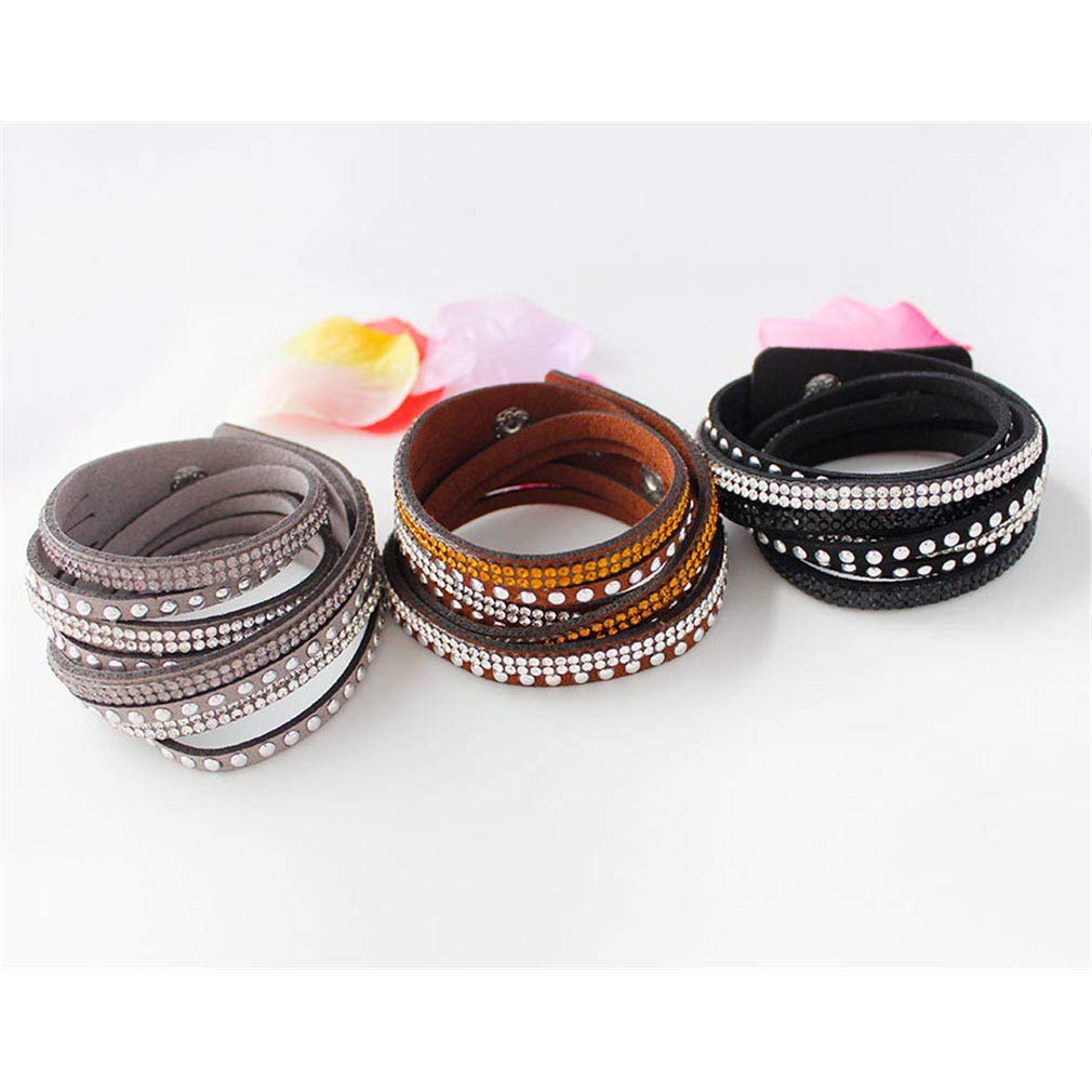 YAZILIND Leather Wrap Bracelets for Women - Rhinestone & Multicolor Bead Cuff Bangle, Layered Charm Bracelet Jewelry | Perfect for Boho Fashion, Party Accessories & Everyday Wear