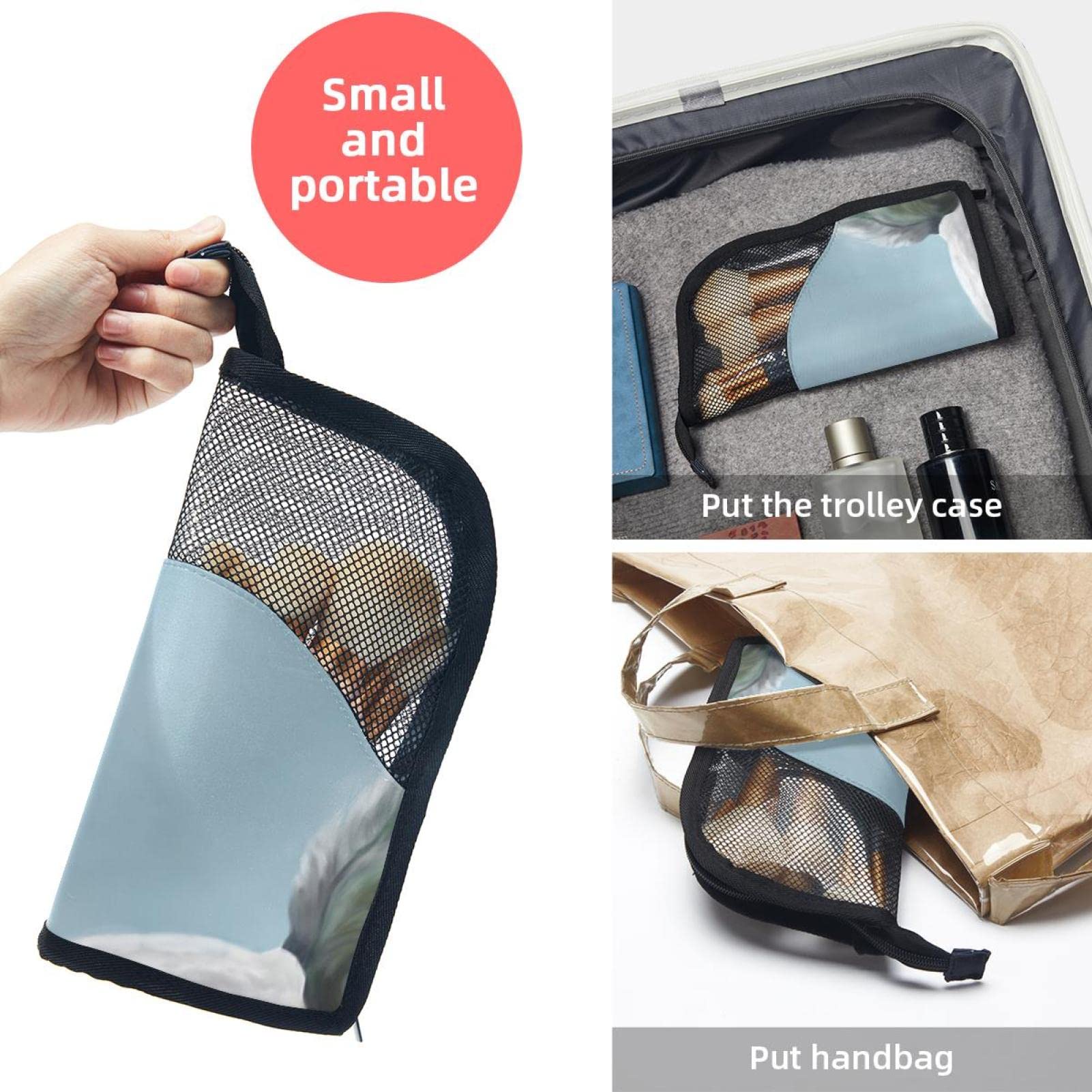 Premium 12-Slot Makeup Brush Organizer Bag - Portable Travel Cosmetic Brush Holder Case with Farm Animal White Horse Design - Perfect for Home, Travel & Professional Makeup Artists