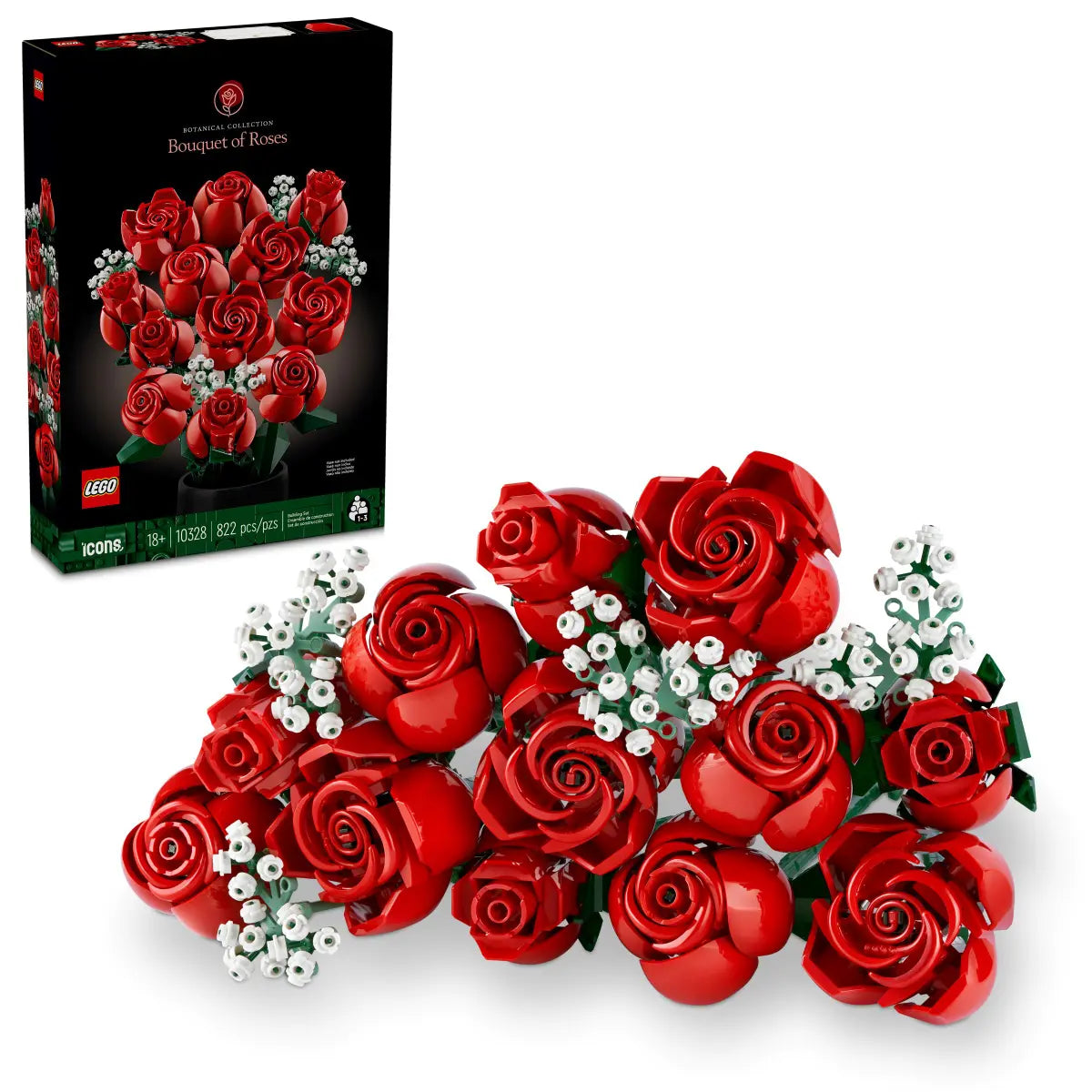 LEGO Botanical Collection Bouquet of Roses Building Kit - Artificial Flower Arrangement for Home Decor, Gift Idea & Creative Fun - Perfect for DIY Projects, Wedding Centerpieces & Office Decorations