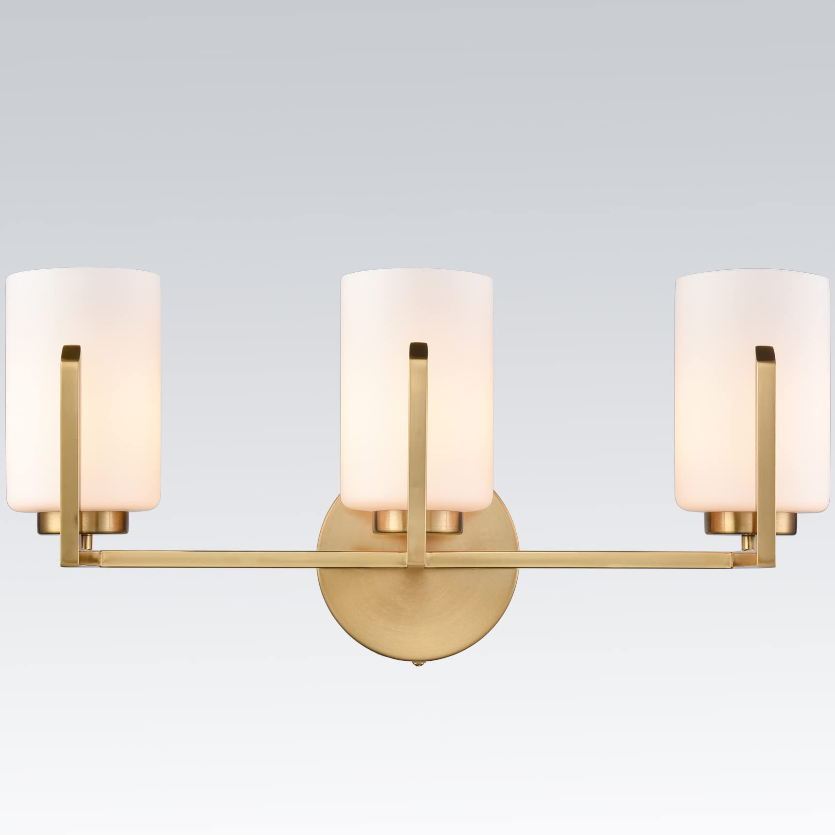 3-Light Bathroom Vanity Lighting - Modern Farmhouse Gold Wall Sconce with Opal Glass Shades, Elegant Mirror Lights for Bathroom Decor (Gold Finish) | Perfect for Bathroom, Powder Room, and Dressing Room Lighting