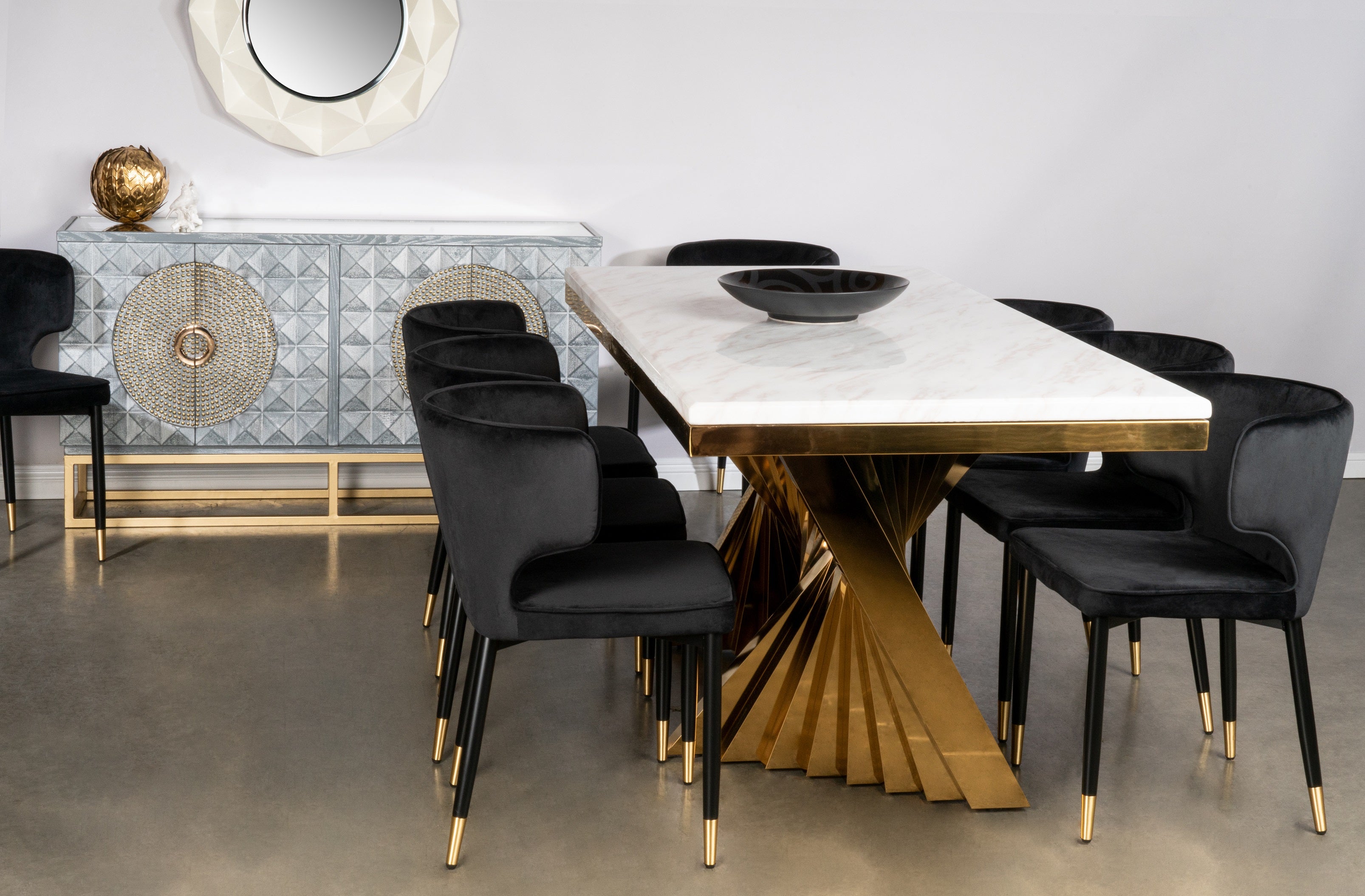 Elegant Black Waterfall Dining Set for 8 - Perfect for Family Gatherings & Dinner Parties