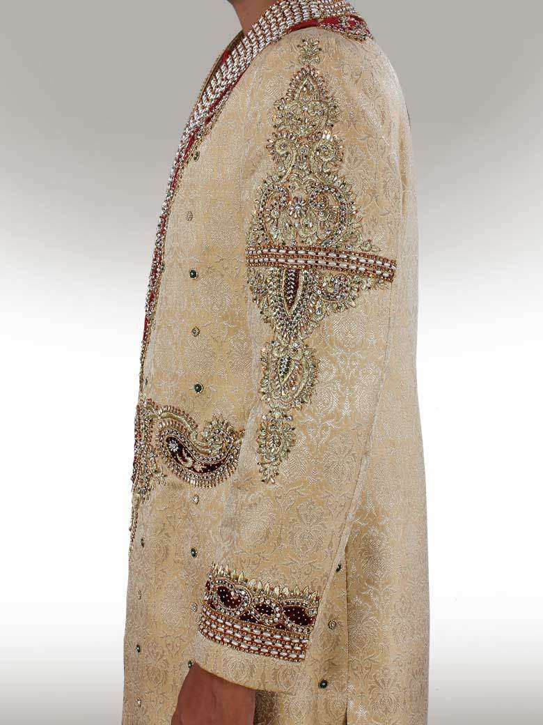 Mahir Velvet Patch Embroidered Sherwani for Men | Traditional Indian Wedding Outfit | Perfect for Groom Wear, Festivals & Special Occasions