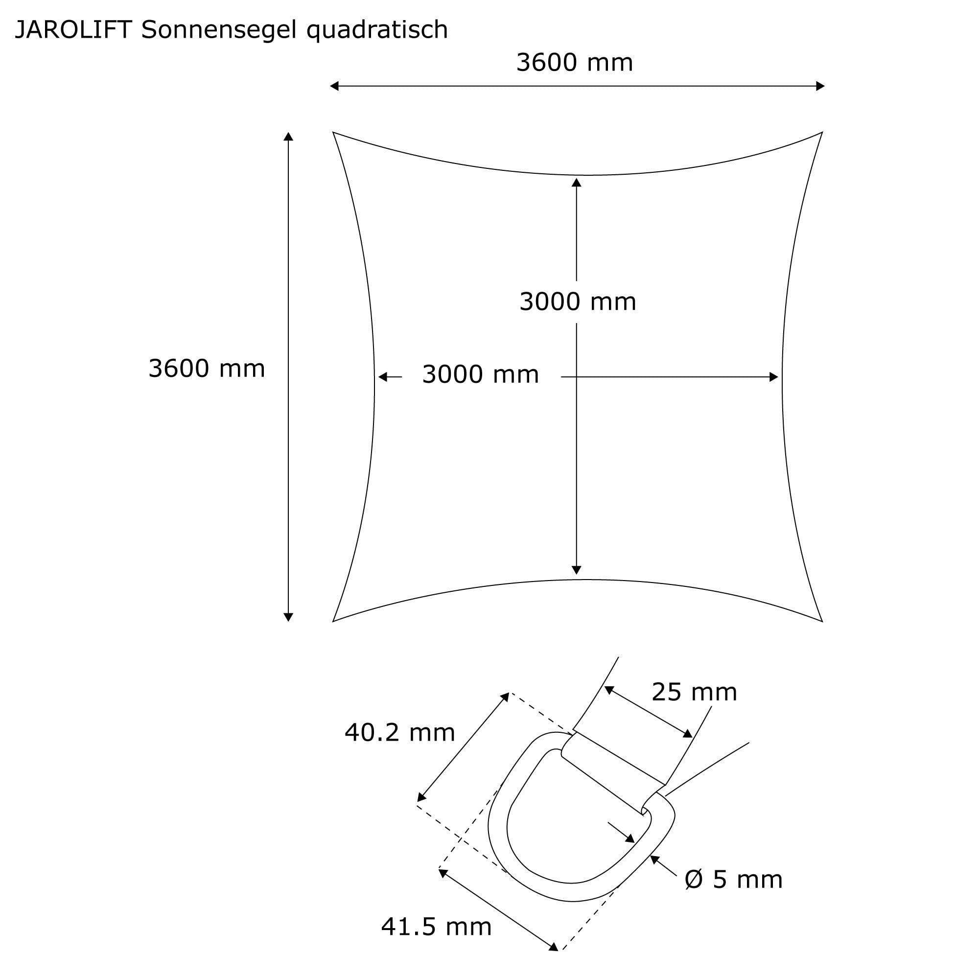 Jarolift Square Sun Shade Sail - Breathable UV Protection & Privacy Screen for Patio, Garden, Balcony - 360 x 360 cm HDPE Fabric in Orange - Perfect for Outdoor Relaxation & Sun Protection
