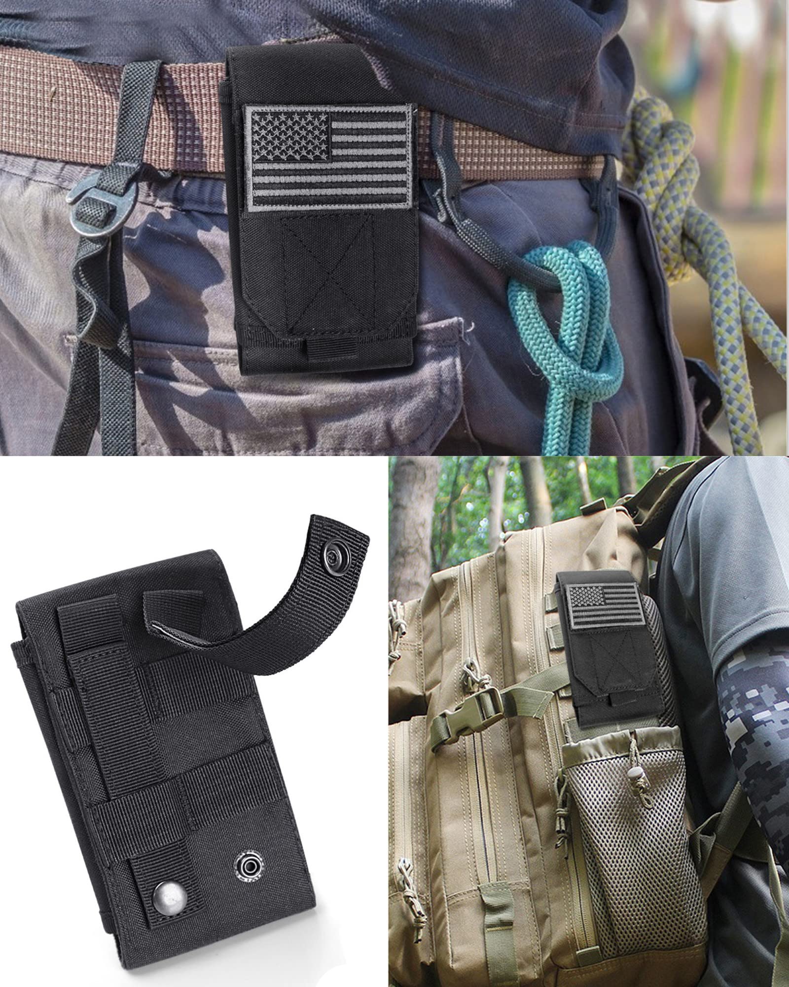 Tactical MOLLE Phone Pouch - Heavy Duty Waterproof Cell Phone Holster Case for iPhone 11/12/13 Pro Max & Samsung Galaxy S22/S21/S20 FE/Note 20/A02S (Fits Phones Under 6.7