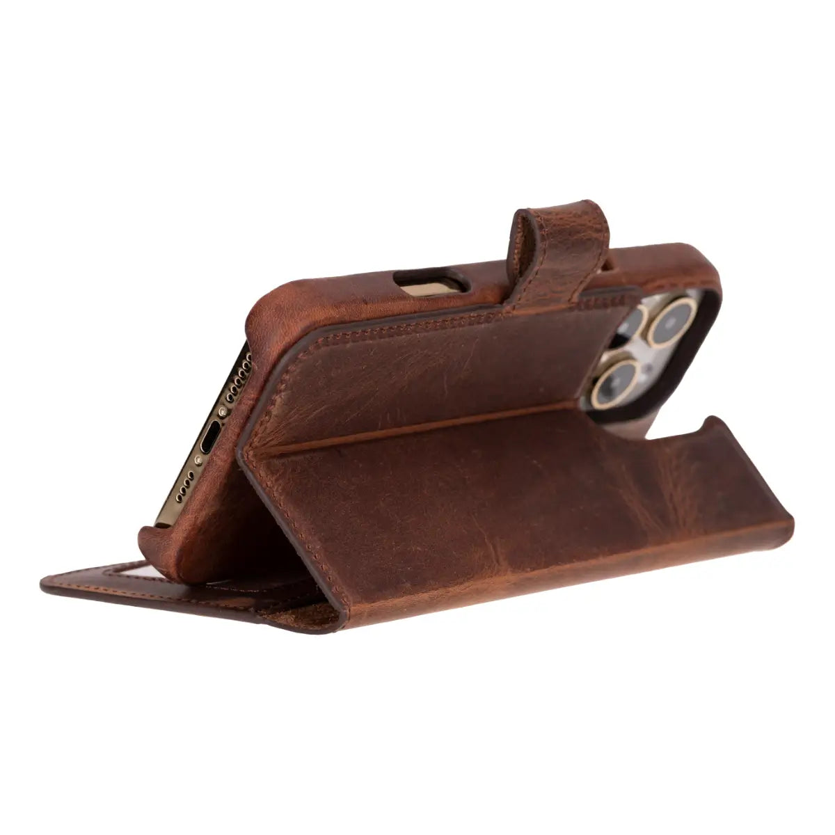 Premium Distressed Brown Leather iPhone 16 Pro Max Wallet Case - Slim Protective Cover with Card Slots for Credit Cards & ID - Perfect for Everyday Use, Travel & Business Professionals